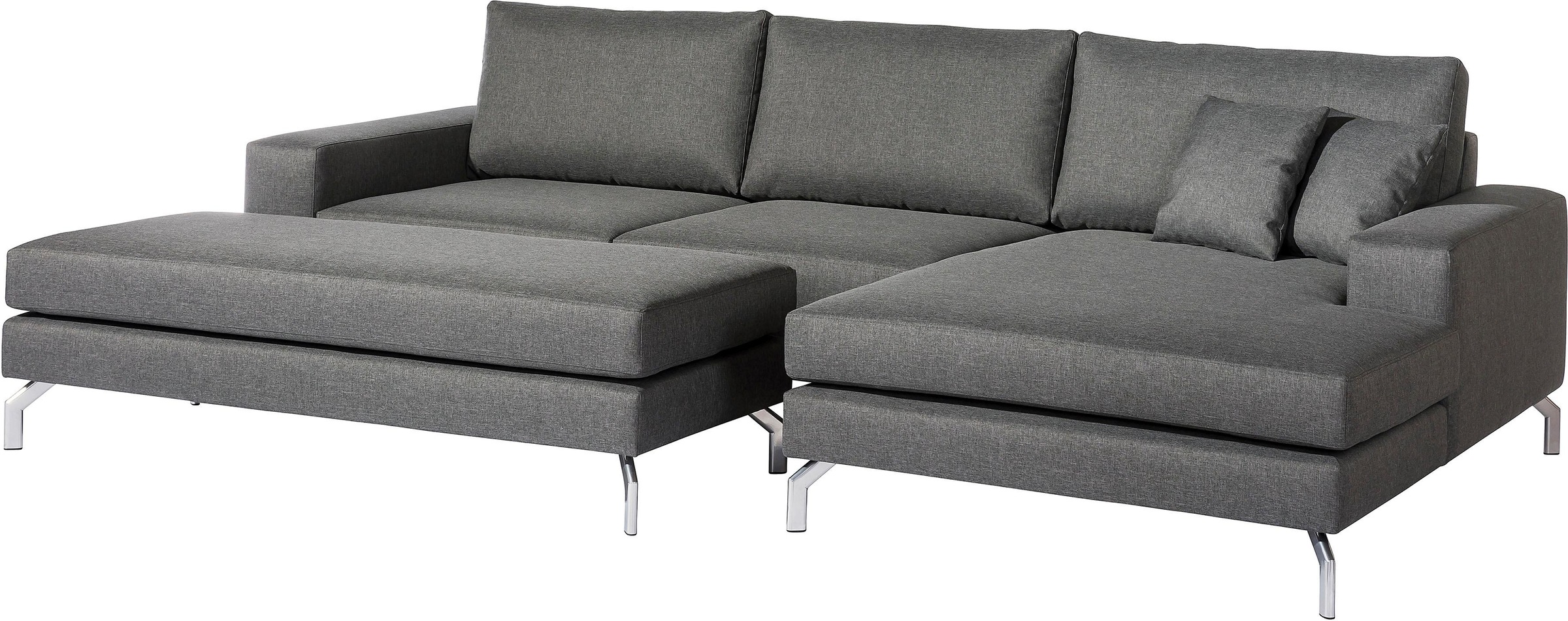 Max Winzer® Ecksofa »Flori guter Sitzkomfort, aktuelles Design, eleganter Chromfuß«, mit Longchair links oder rechts, inklusive Zierkissen