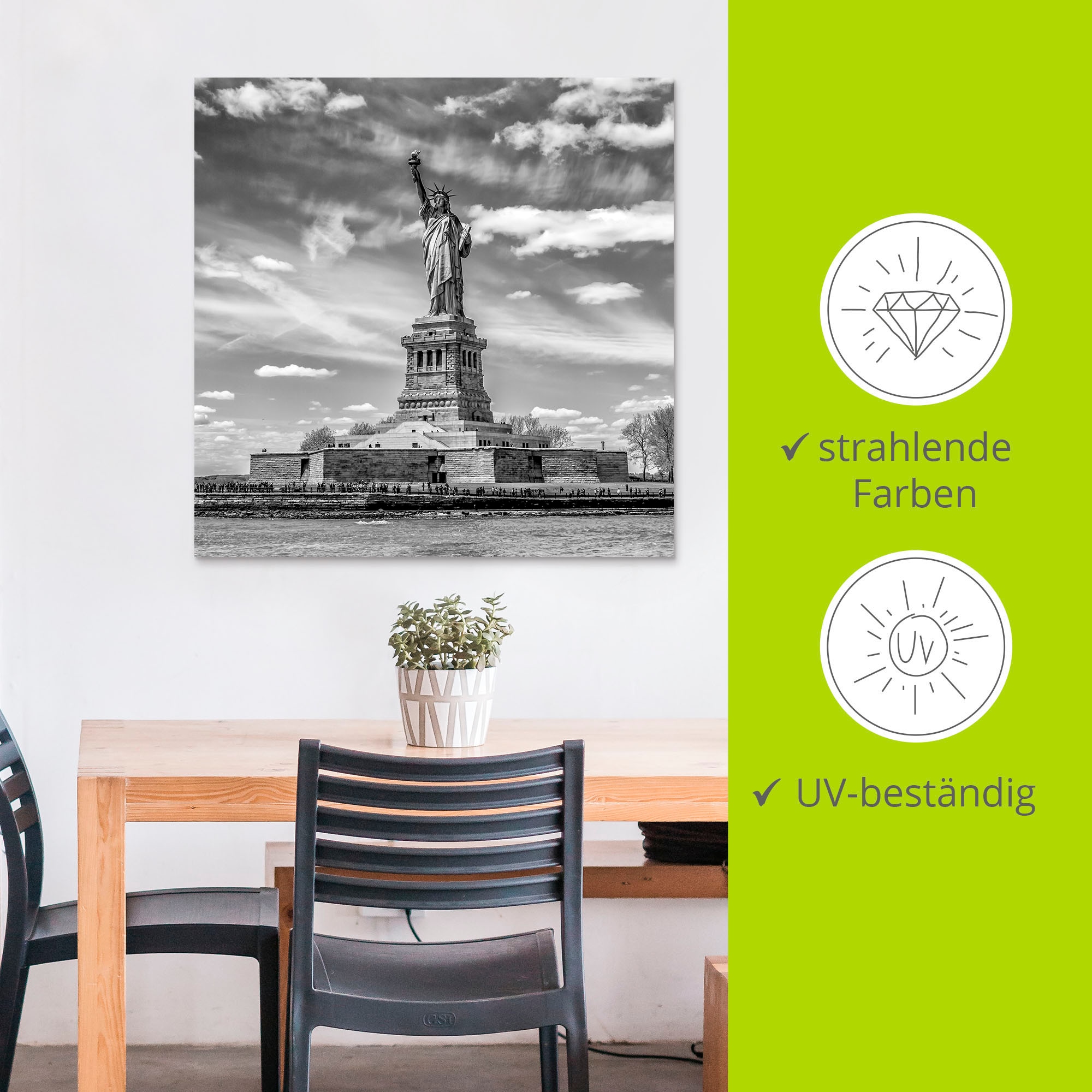 Artland Wandbild »New York City Freiheitsstatue«, Amerika, (1 St.), als Alubild, Outdoorbild, Leinwandbild, Poster in verschied. Größen
