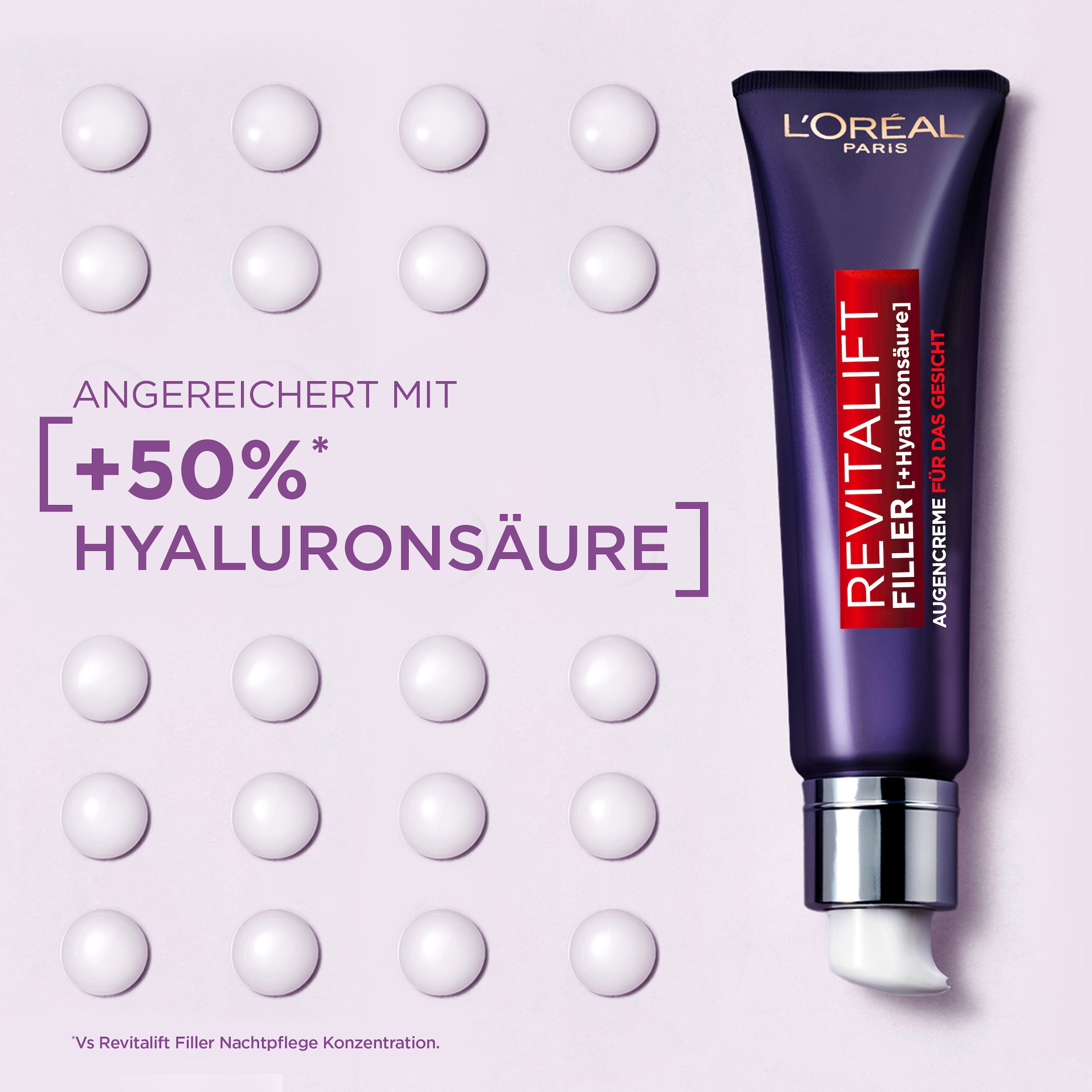 L'ORÉAL PARIS Gesichtspflege »REVITALIFT FILLER AUGENCREME FÜR DAS GESICHT« mit Hyaluronsäure, glättet die Haut, feuchtigkeitsspendend