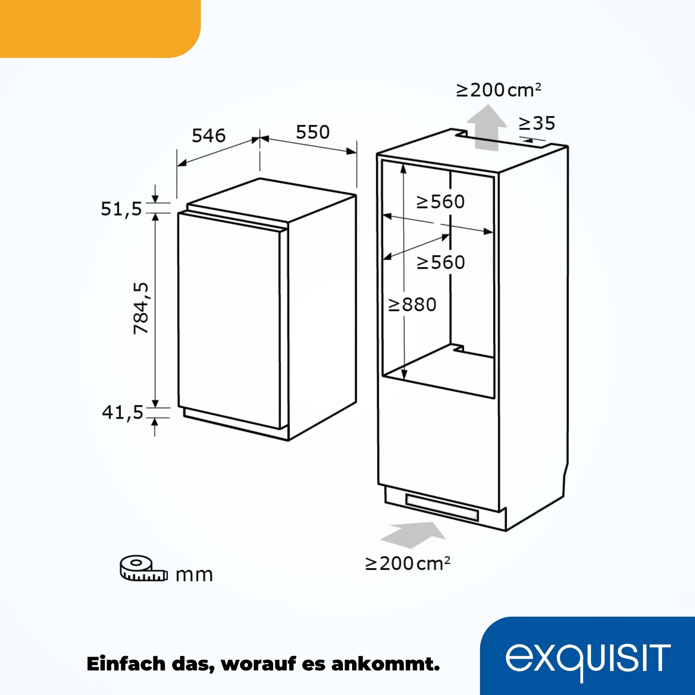 exquisit Einbaukühlschrank »EKS5131-V-FE-O90E«