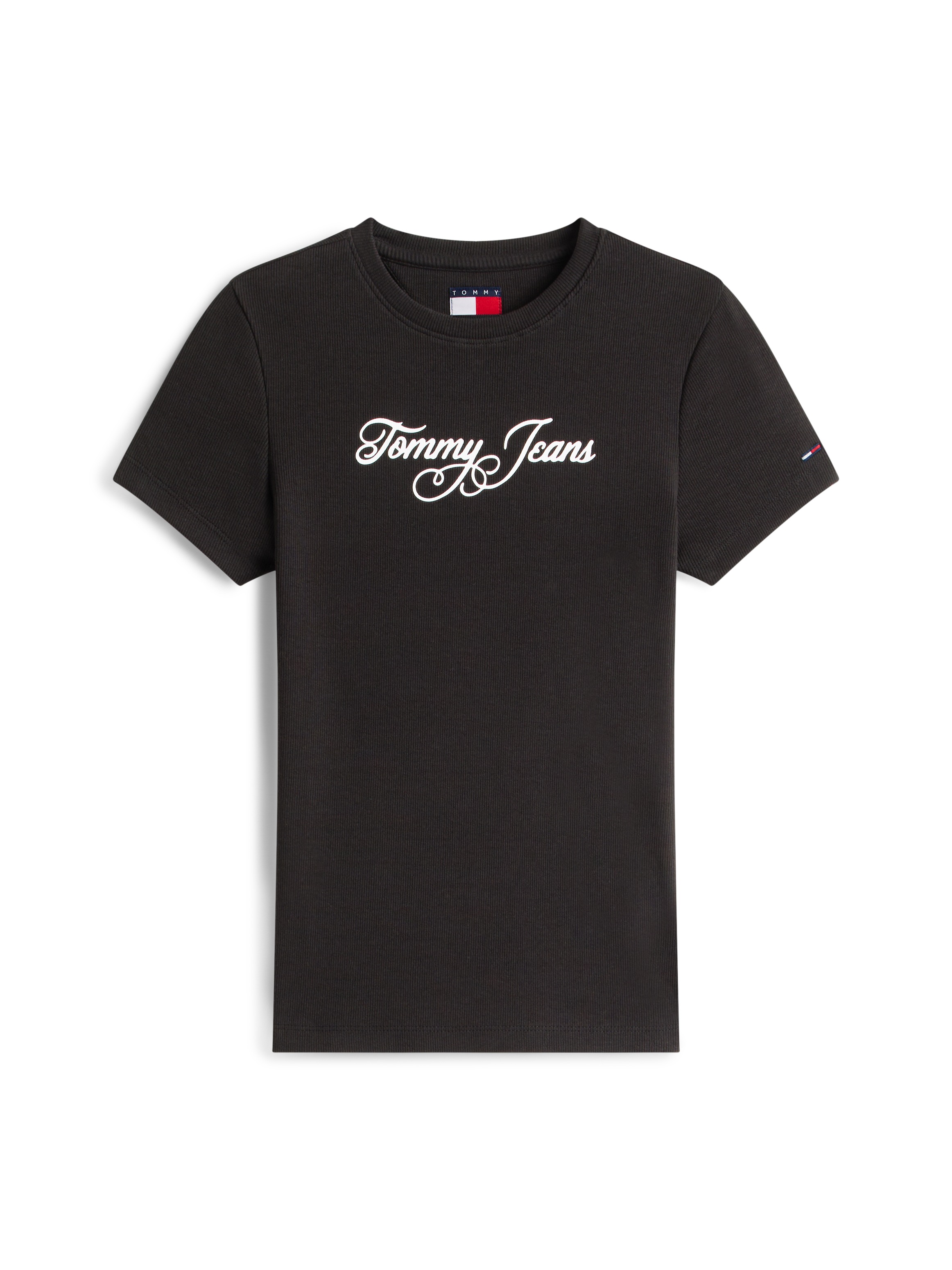 Tommy Jeans Kurzarmshirt »TJW SLIM ESS LOGO 1 RIB TEE EXT« in gerippter Struktur