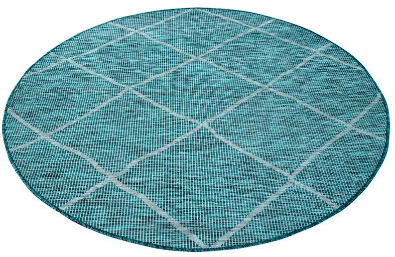 Carpet City Outdoorteppich »PALM3075« rund 5 mm Höhe Wetterfest & UV-beständig, für Balkon, Terrasse, Küche, flach gewebt