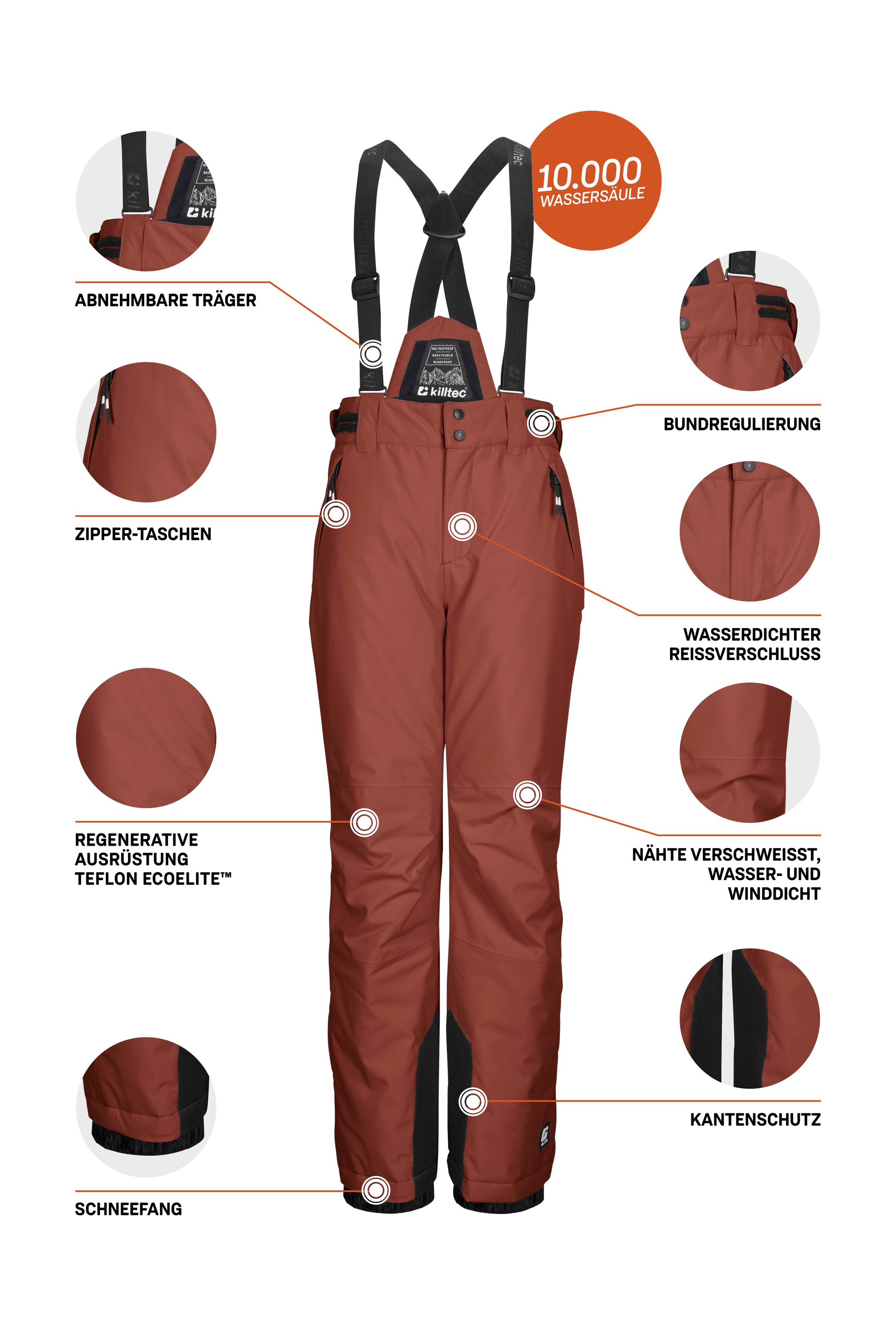 Killtec Skihose »KSW 214 BYS SKI PNTS«  Wasserdichte, atmungsaktive Skihose mit verstellbarem Latz.