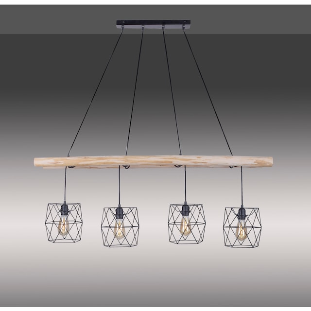 Leuchten Direkt LED Pendelleuchte »EDGAR«, 4 flammig-flammig, Kombination  aus lack. Metallkörbchen & rustikalem Holz; Leiter-Optik online kaufen |  mit 3 Jahren XXL Garantie