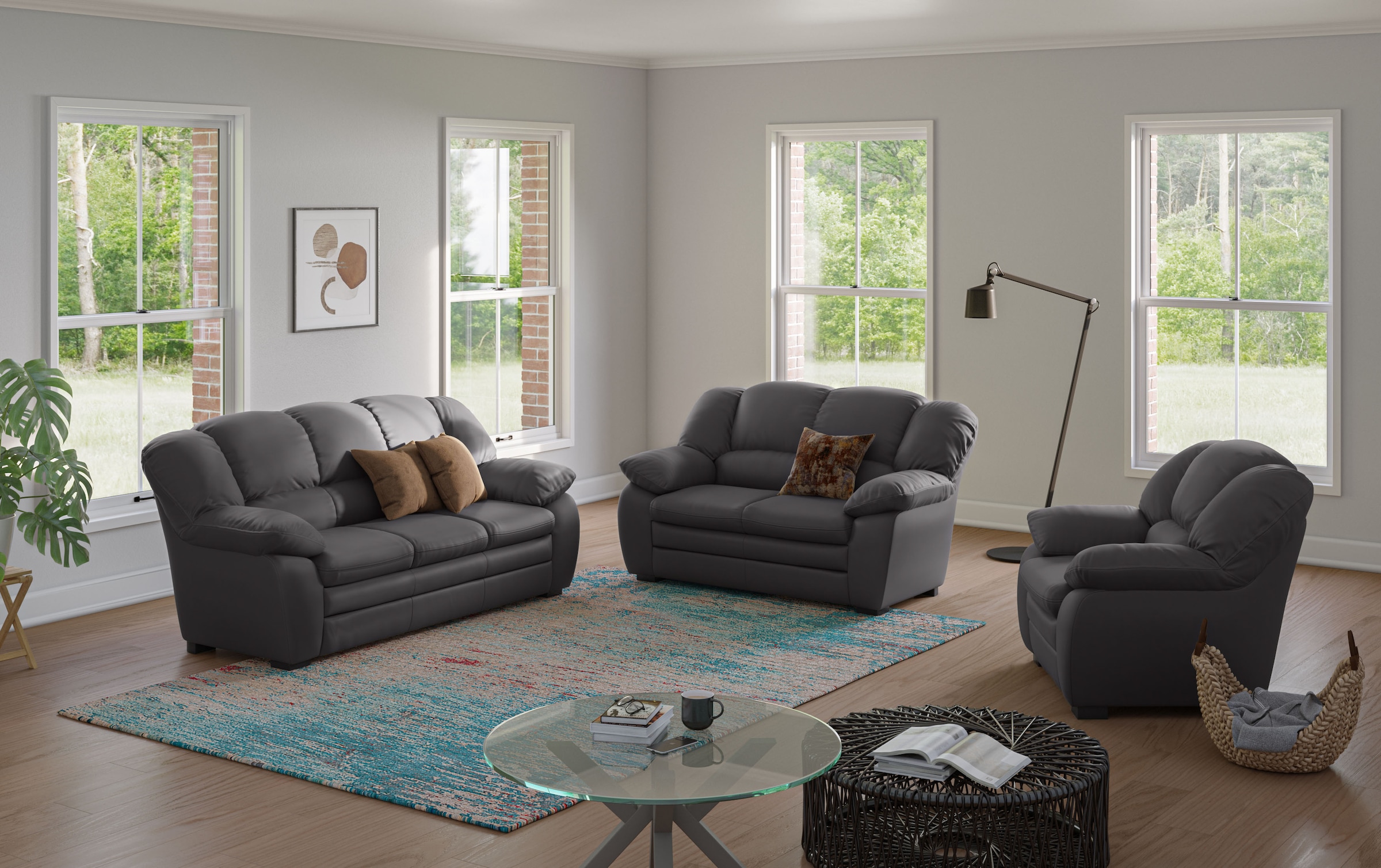 COTTA Polstergarnitur »Casino, Sofa Set, 3-2-1 Sitzer, Wohnzimmer Garnitur« Set, 3 tlg. Sessel, 2-Sitzer, 2,5-Sitzer, hohe Rückenlehne