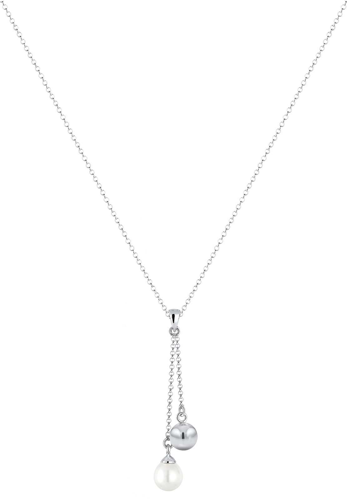 Elli Silberkette »Halskette Y-Kette Muschelkernperle Weiß 925 Sterling Silber«