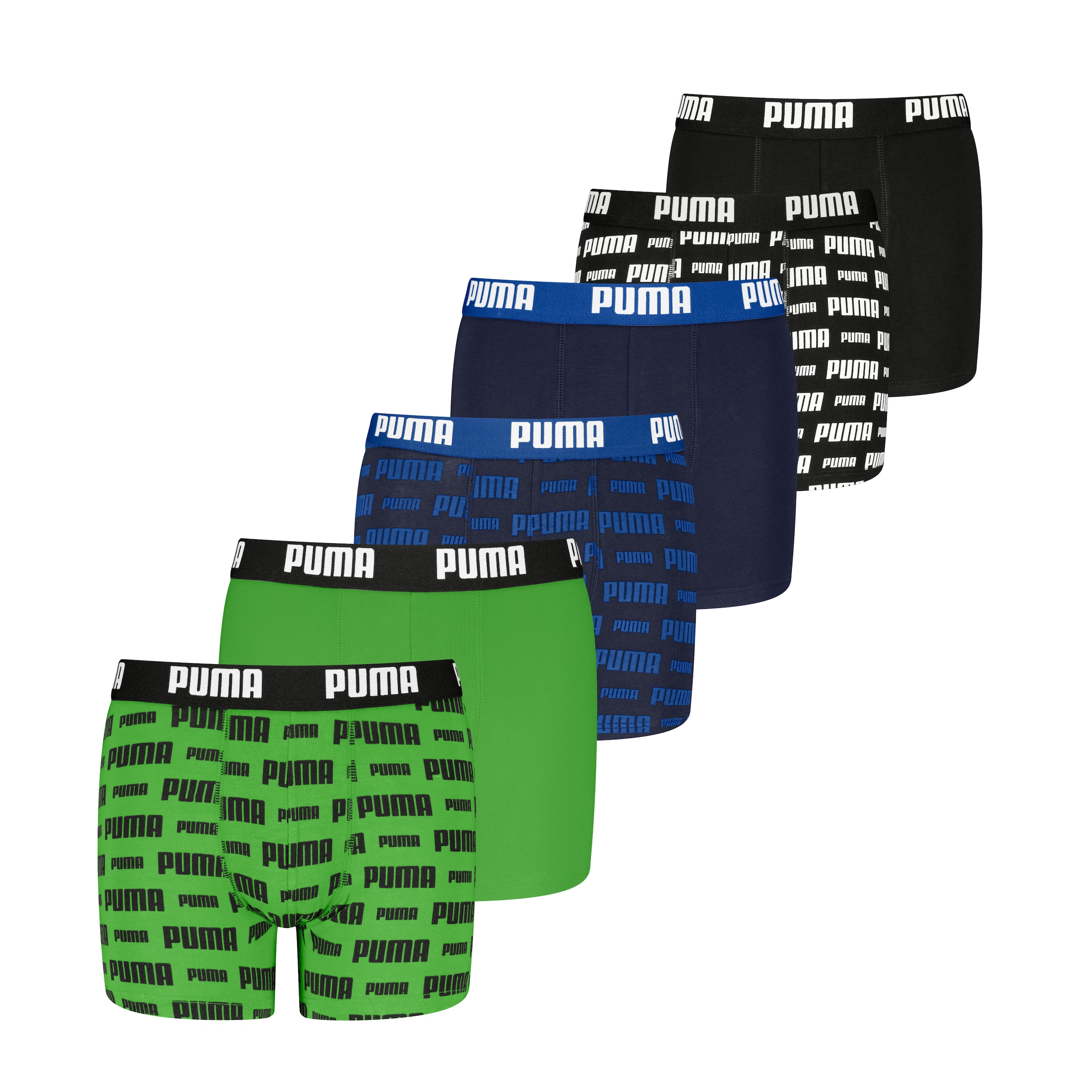 PUMA Boxershorts »PUMA BOYS EVERYDAY LOGO PRINT BOXERS 6P ECOM« 6er Pack,  mit kontrastreichem Alloverprint