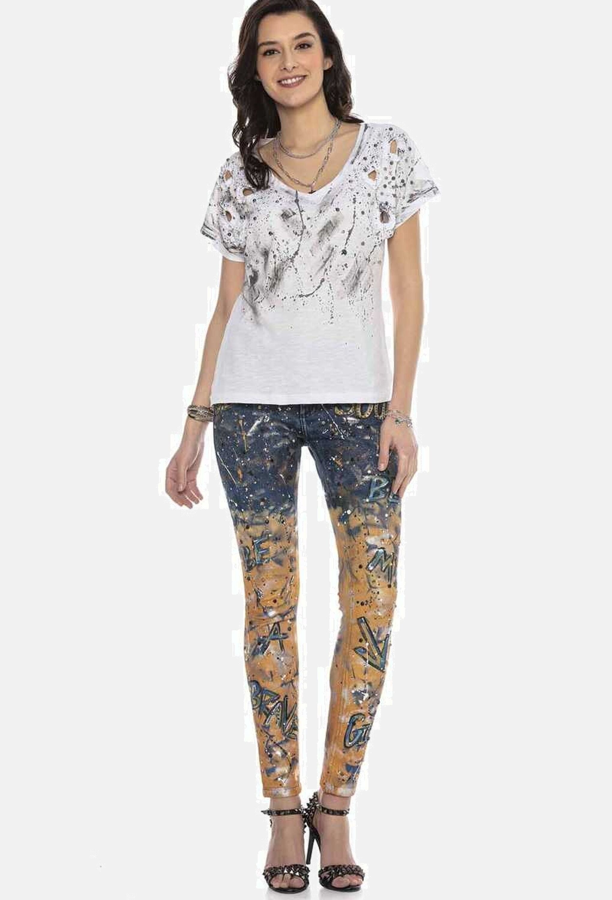 Cipo & Baxx Slim-fit-Jeans »Cipo & Baxx Jeans« Mit coolen Schriftzügen, WD440