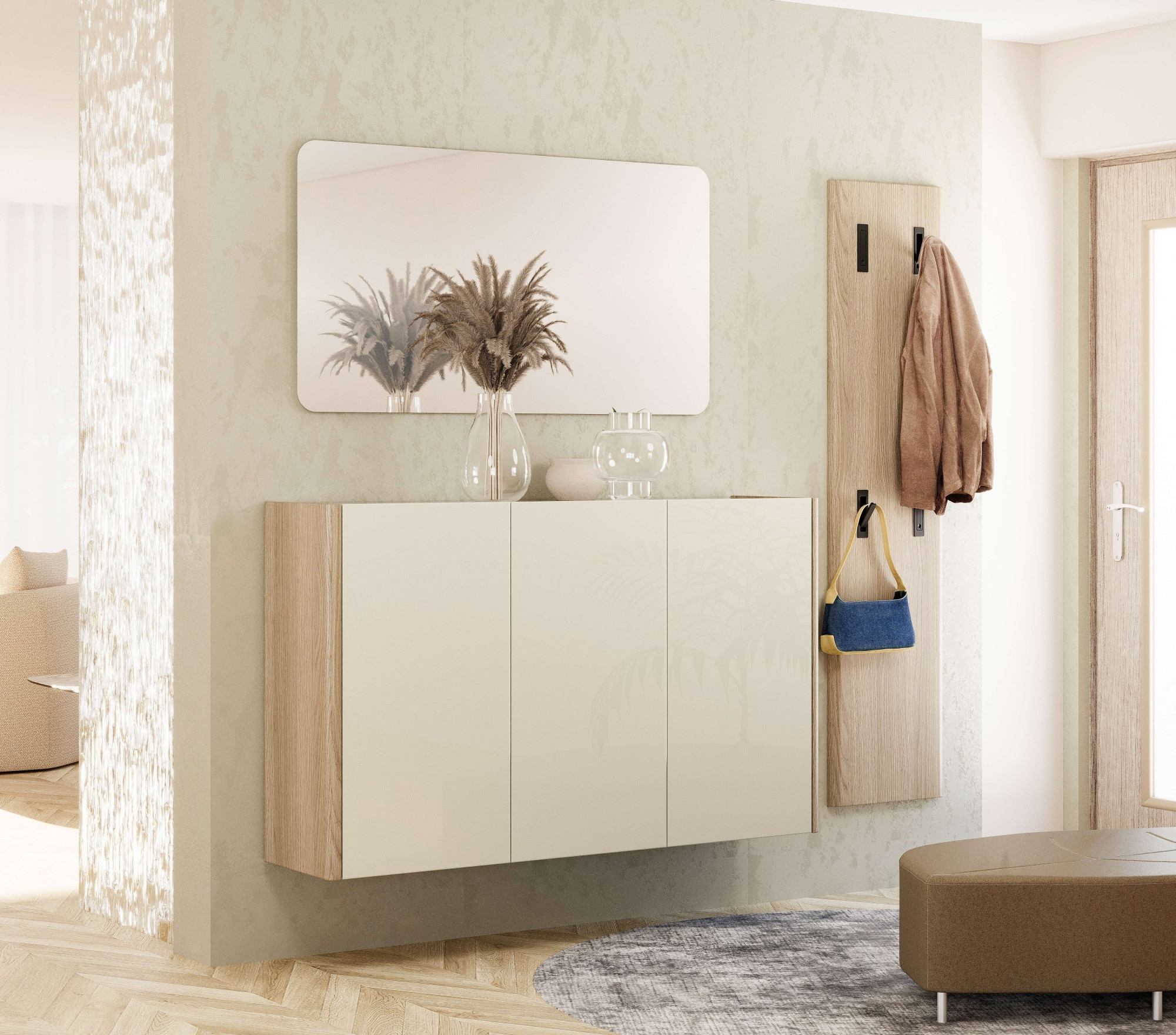 Home affaire Hängeschuhschrank »DILLON, Schuhschrank,Schuhkommode, Schuhregal, Schuhkipper« 1 Stk. tlg. Breite 141 cm, hängend, 3 Türen, Hochglanz lackiert, Made in Italy