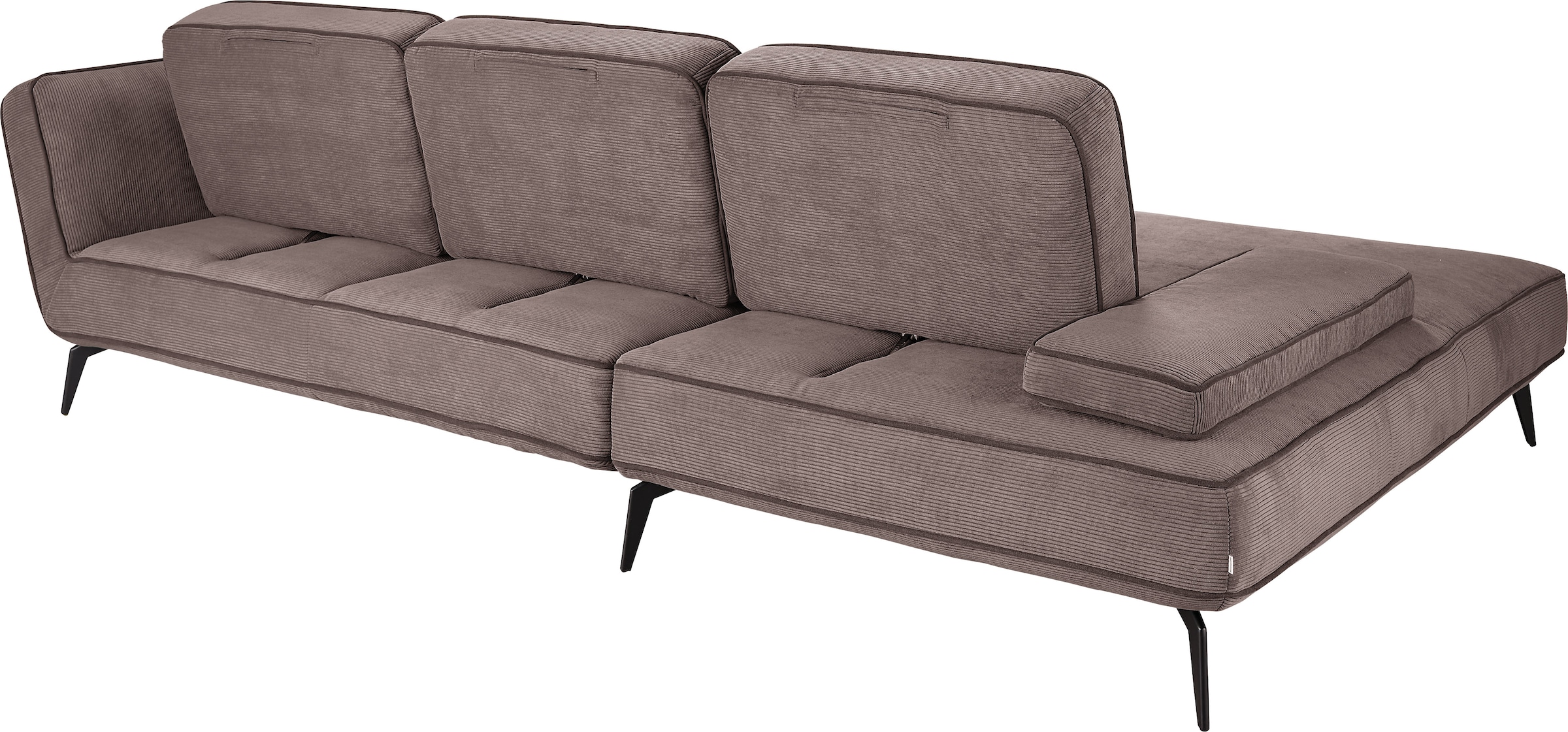 set one by Musterring Ecksofa »SO 4500, Füße schwarz matt, inkl Schwenkrückenfunktion, Cord, L-Form« wahlweise mit Kopfstütze/Armteilverstellung/Rückenneigung