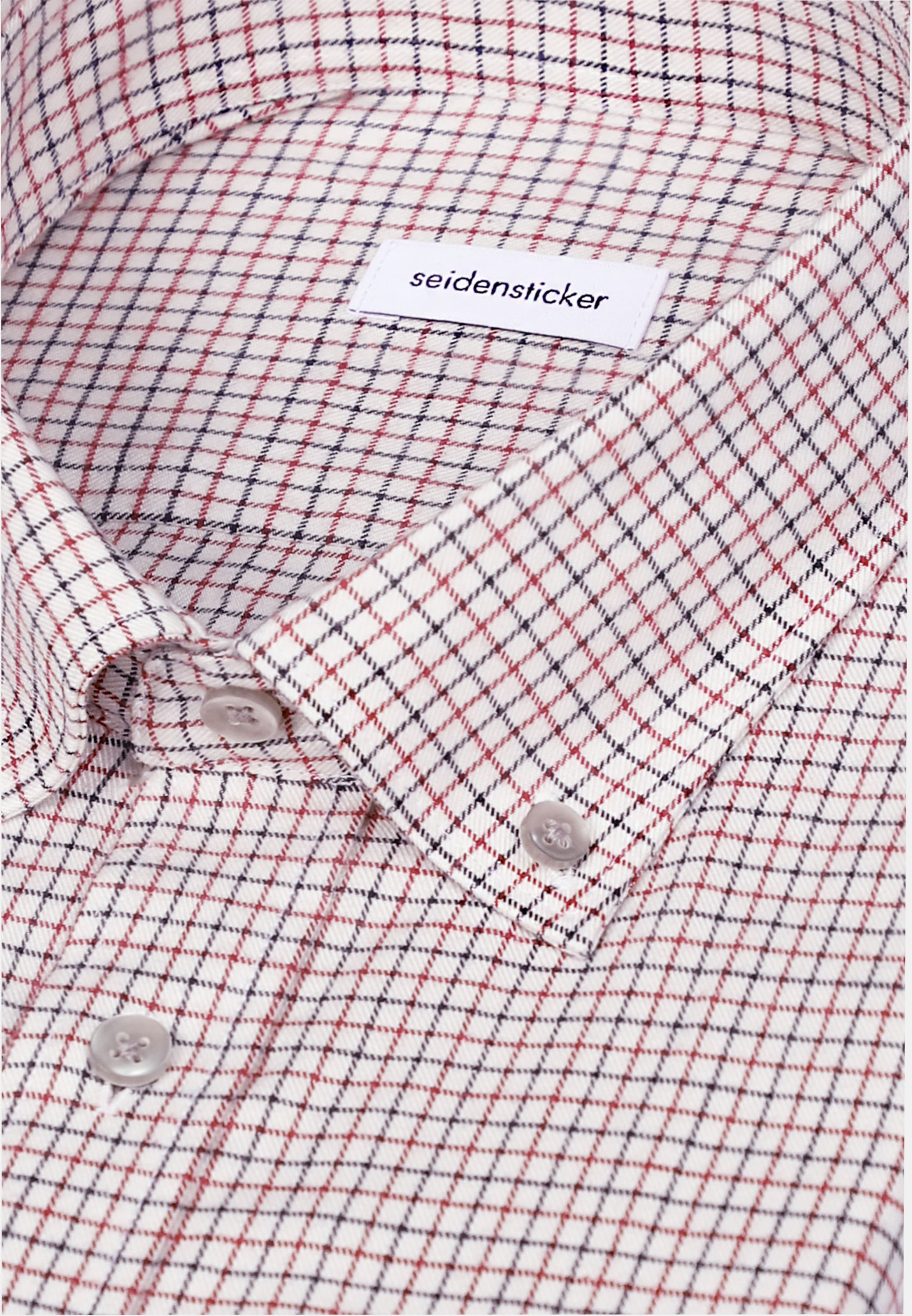 seidensticker Flanellhemd »Schwarze Rose« Regular 1/1 Button-Down-Kragen Karo