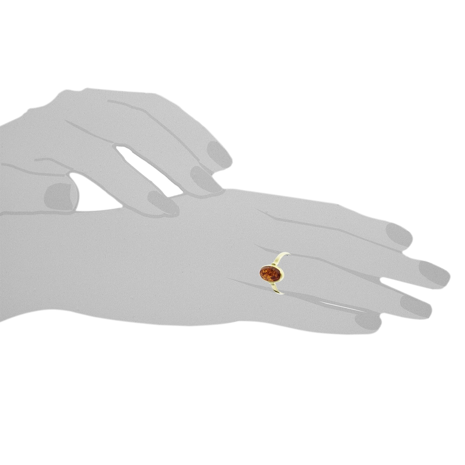 OSTSEE-SCHMUCK Fingerring »- Classic 11 x 7 mm - Gold 333/000 - Bernstein«