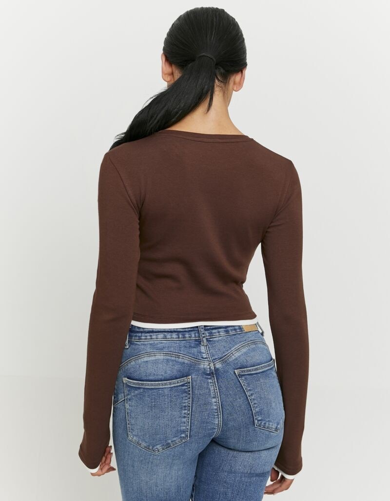 Tally Weijl Langarmshirt »STSCOCUFFA« Baumwollmischung, Basic Shirt, bauchfrei