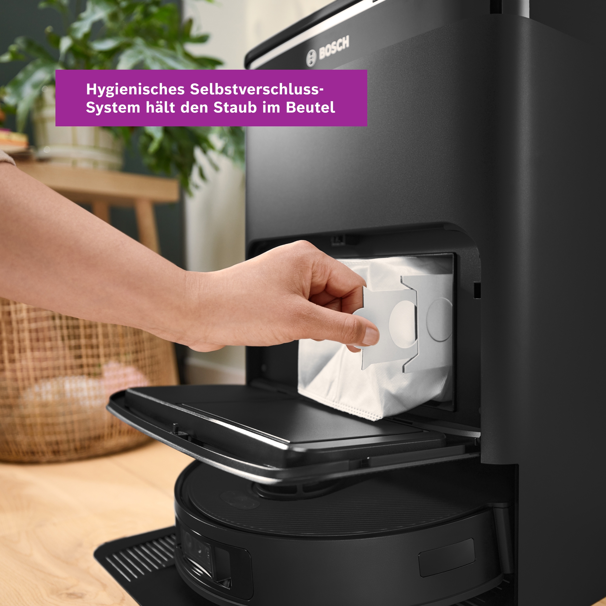 BOSCH Staubsaugerbeutel »BHZRDBAB, antibakteriell, für Spotless Max und Max Cam Saugroboter« für Servicestation, bindet Feinstaub, Allergene und Gerüche, 3er Pack
