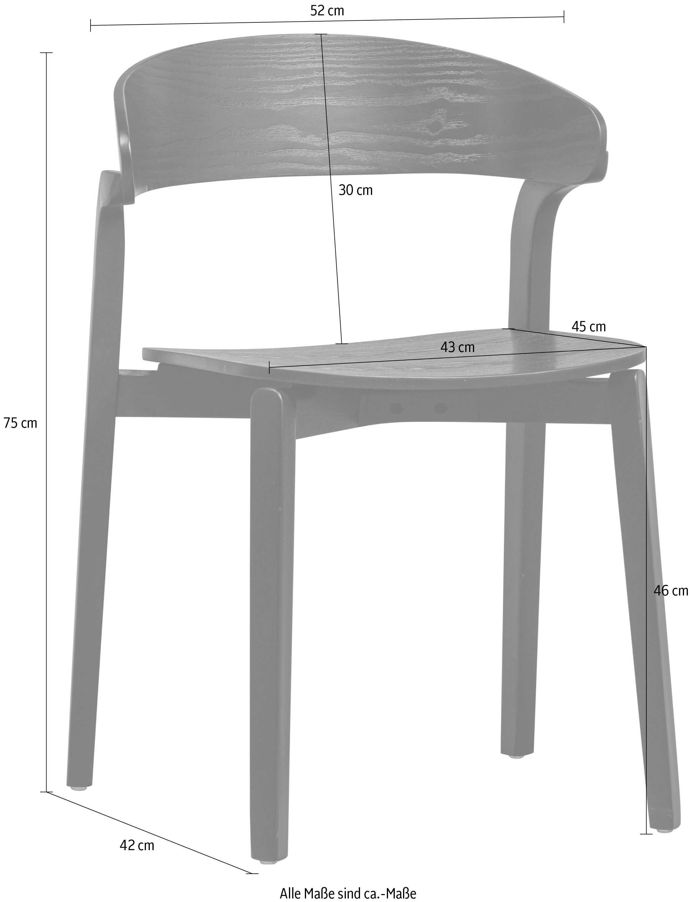 WOOOD Stuhl »Cras«, (Set), 2 St., Esszimmerstuhl aus Eschenfurnier