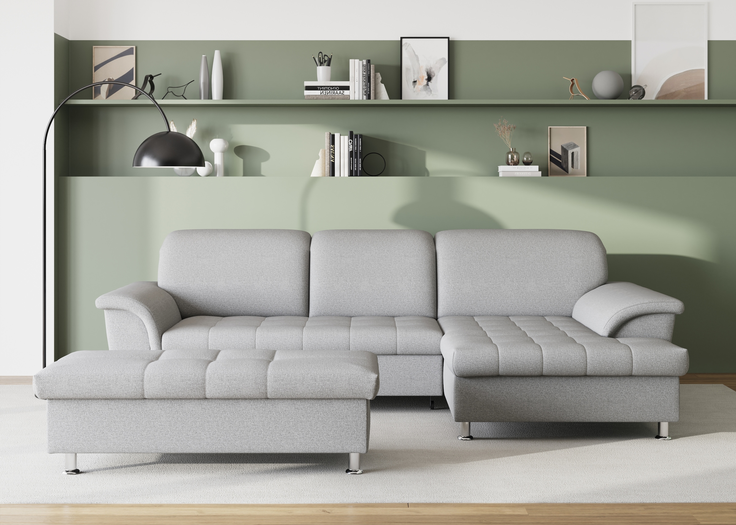 DOMO collection Ecksofa Franzi, wahlweise mit Bettfunktion, Bettkasten und Kopfteilverstellung
