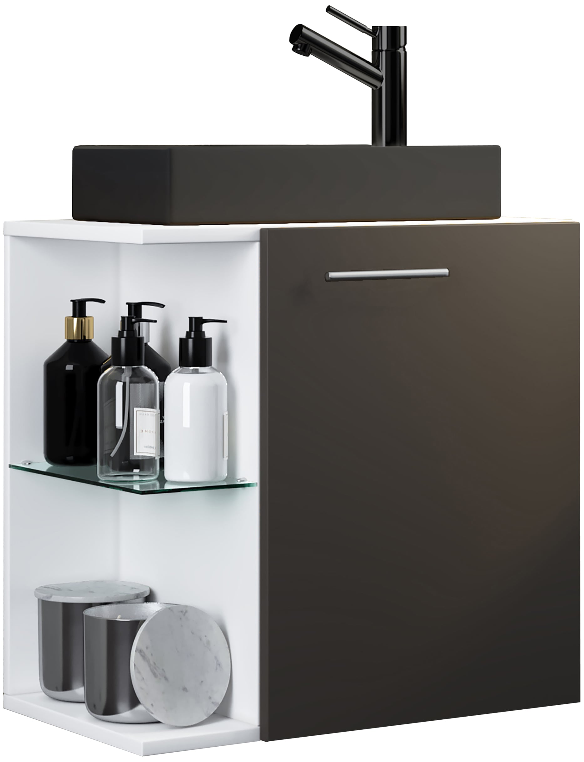 VCM Waschtisch "2-tlg Waschtisch Hausa Toilette schmal Schwarz" 2 Stk. tlg.