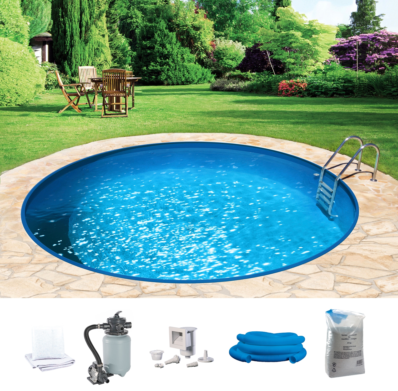 KONIFERA Rundpool »HOLIDAY 5«, (Komplett-Set, 6 tlg.), Höhe 120 cm, in verschiedenen Größen
