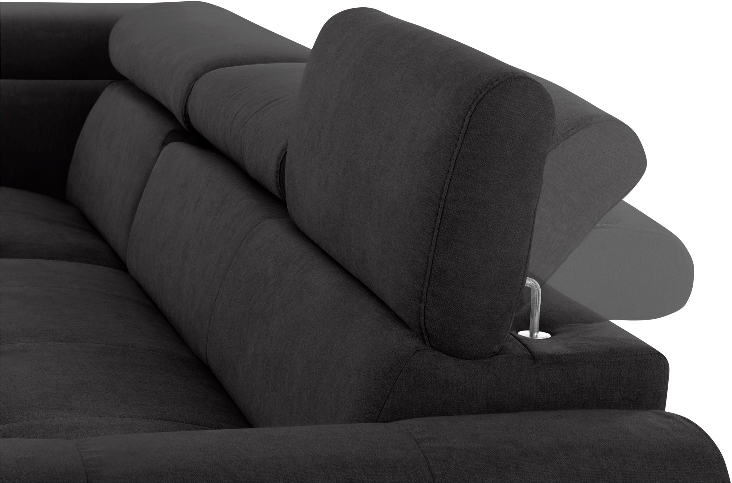 COTTA Ecksofa »Mia L-Form mit 3 Zierkissen«, wahlweise mit Bettfunktion, Bettkasten, Beleuchtung & Wireless-Charger