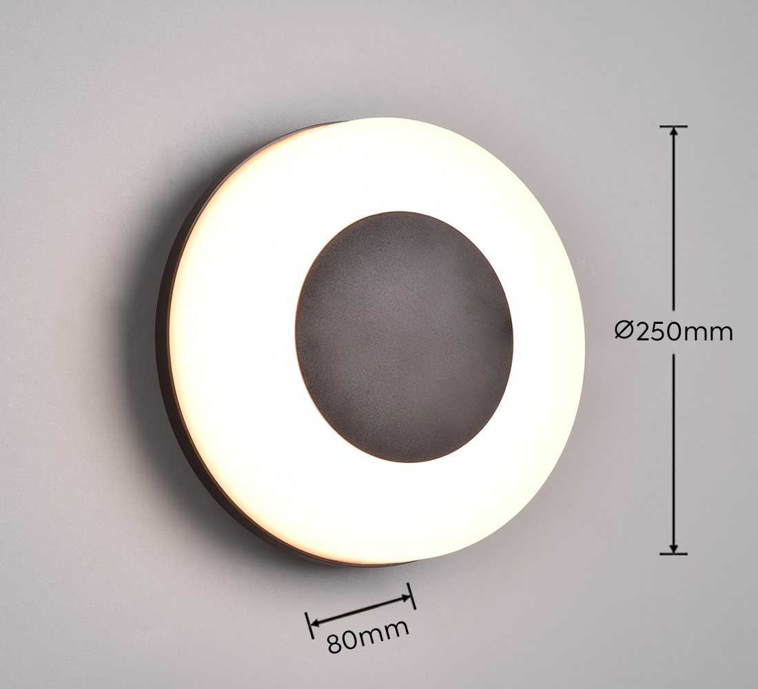 REALITY Leuchten LED Außen-Wandleuchte »MORENA, runde LED Wandlampe Deckenlampe Hauswand Fassade Garten IP54« LED-Board 1 Stk. warmweiß - kaltweiß Lichtfarbe einstellbar warmweiß bis kaltweiß 2300/3000/4000K 1500Lumen