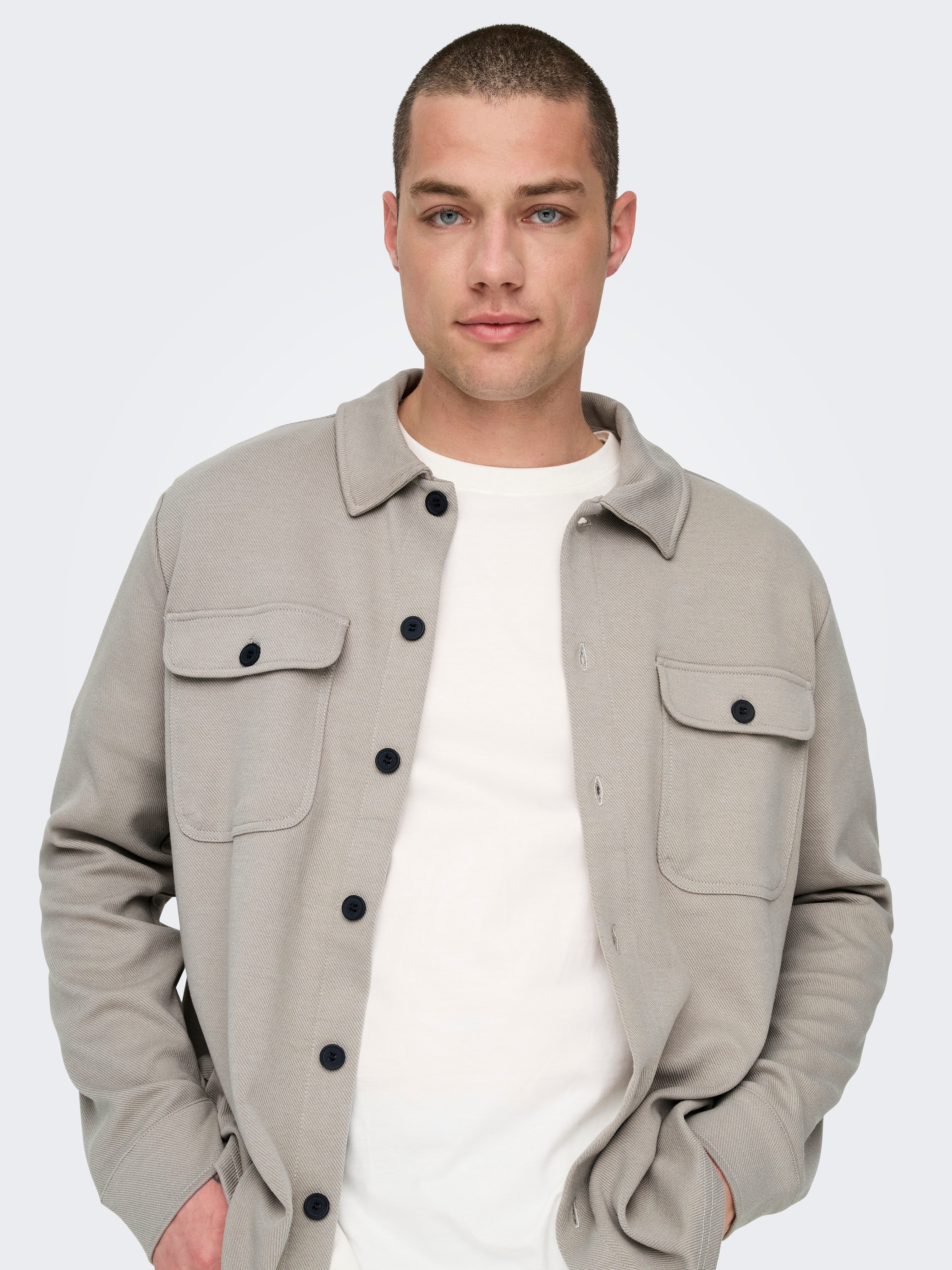 ONLY & SONS Langarmhemd »ONSNEWKODYL OVERSHIRT SWEAT NOOS« Materialmix, regular fit