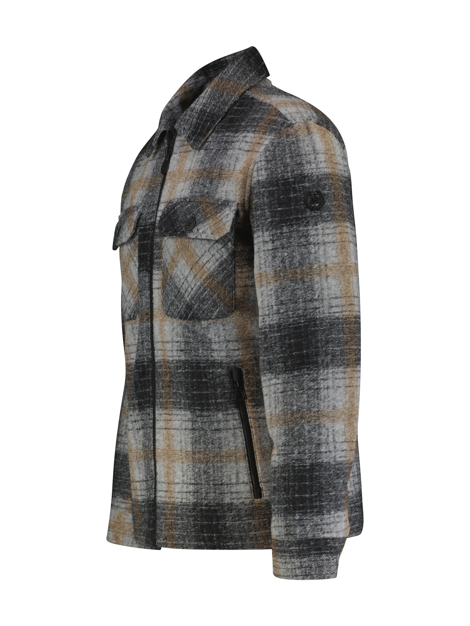 LERROS Blusenjacke ohne Kapuze Overshirt kariert, mit Reißverschluss