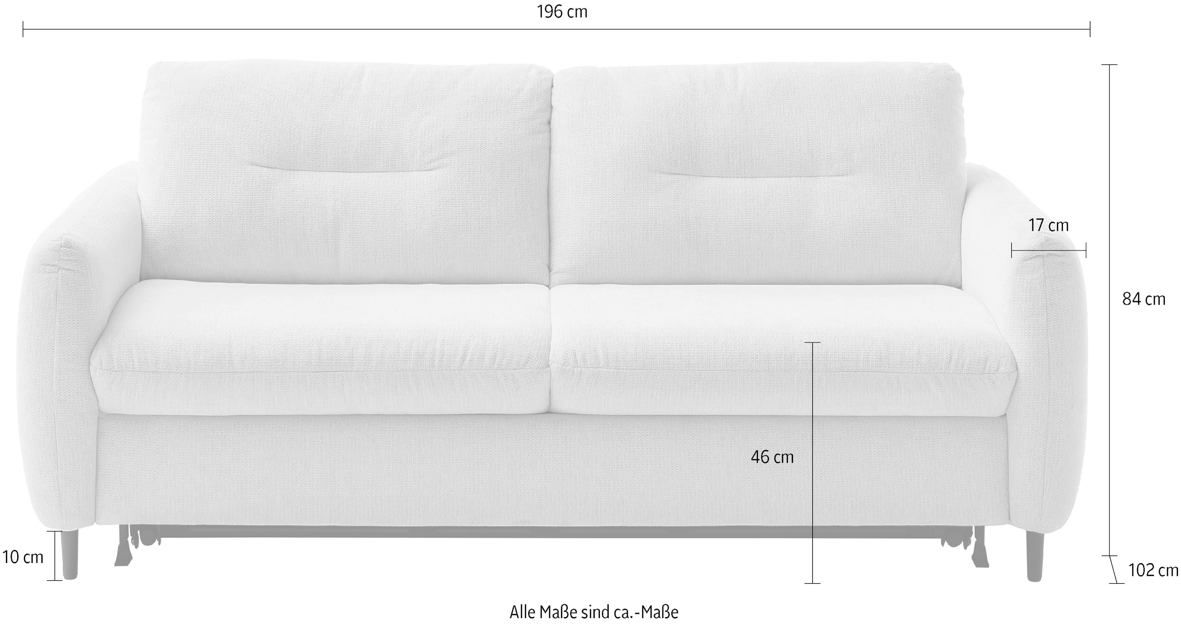Home affaire 2,5-Sitzer »Clevina, Schlafsofa mit Kaltschaummatratze, Breite 196 cm« Sofa & Bett in einem – kinderleicht ausklappbar & freistellbar im Raum