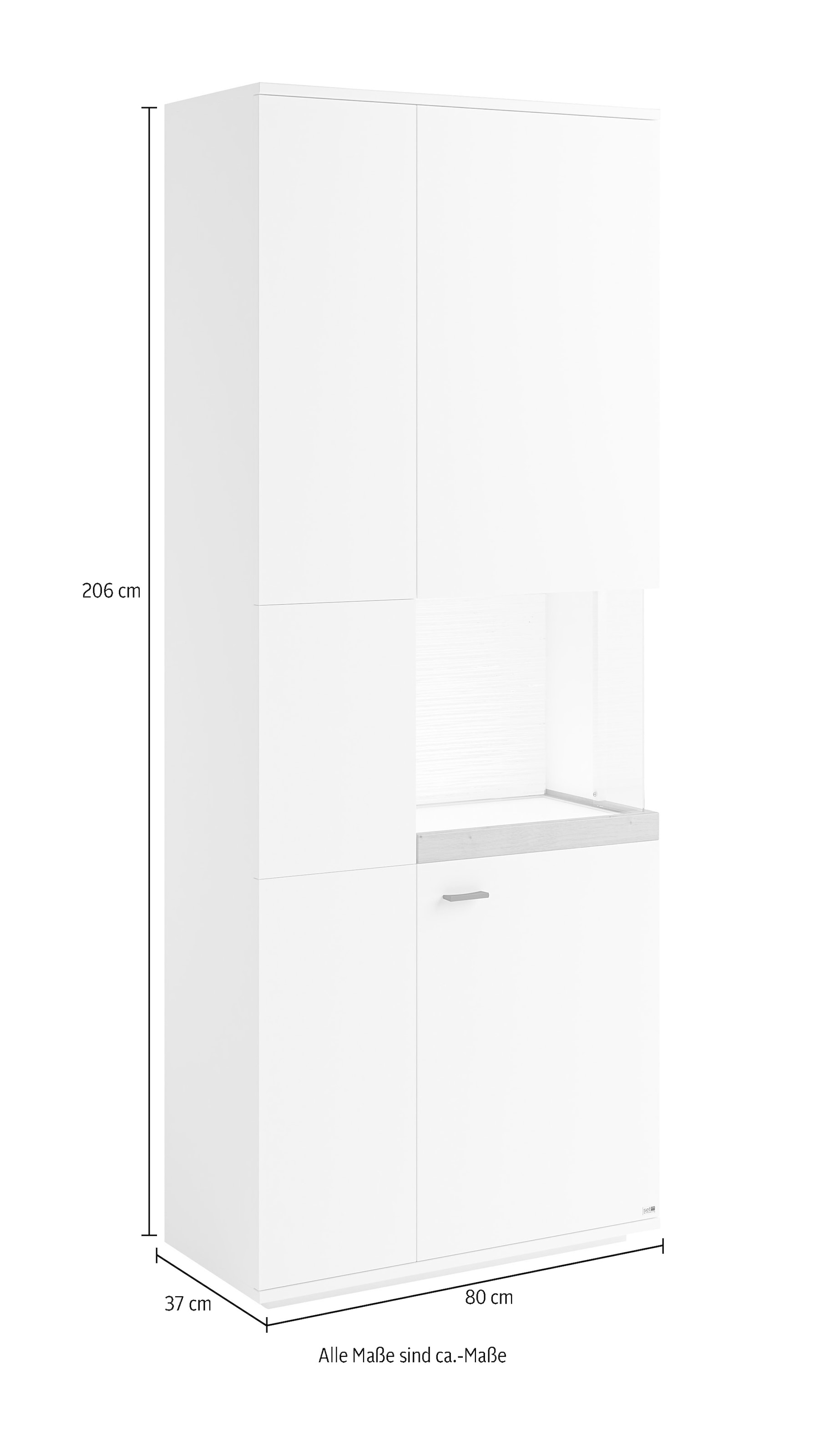 set one by Musterring Glasvitrine »Lancaster«, Farben weiß oder grau mit Eicheabsetzung, mit LED-Beleuchtung