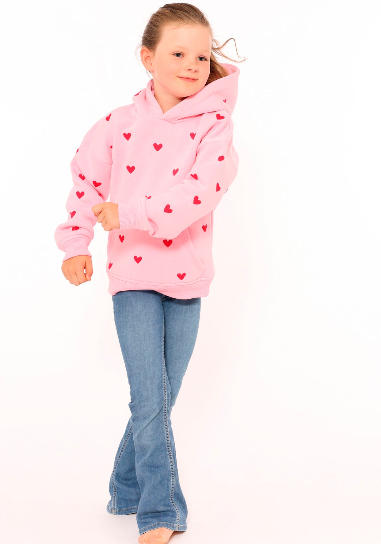 Zwillingsherz Hoodie »"Hearts" Kids«, mit gestickten Herzen allover für Mädchen