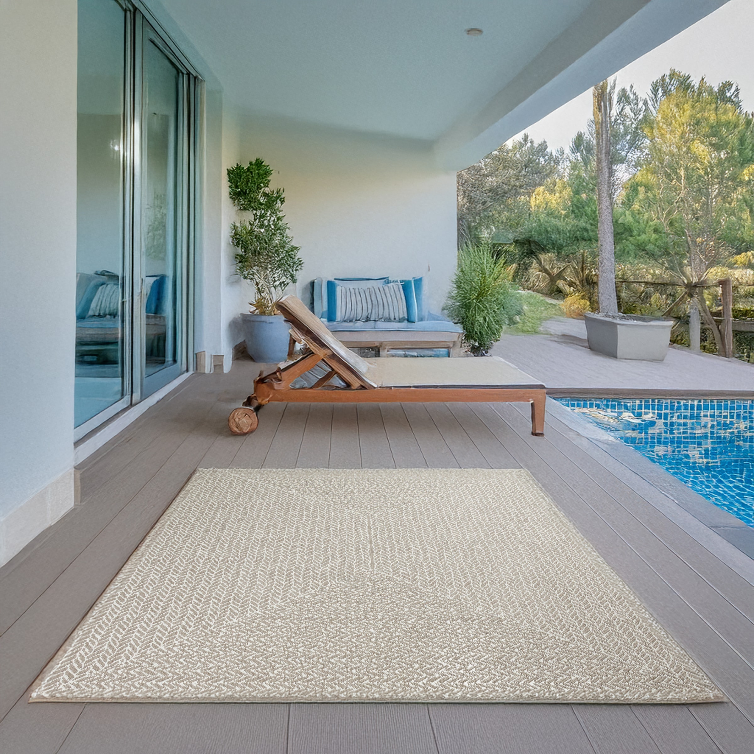 OTTO home Teppich »Matts Wende-Teppich in Strick-Optik auch für Balkon und Terrasse«, rechteckig, 5 mm Höhe, In- und Outdoor geeignet, Wetterfest & UV-beständig