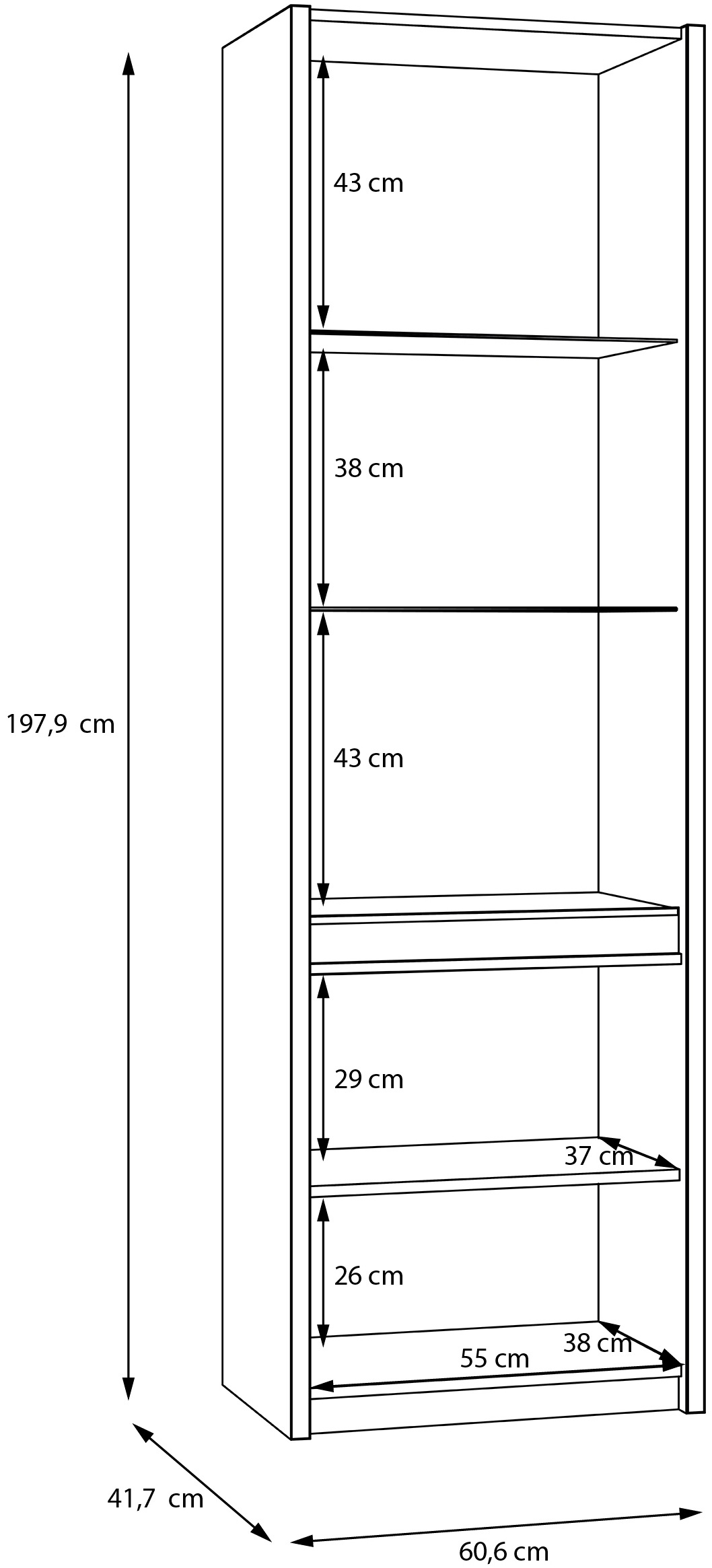 FORTE Vitrine »Oak Square«, Vitrine, Beleuchtung, Glastüre, grifflos