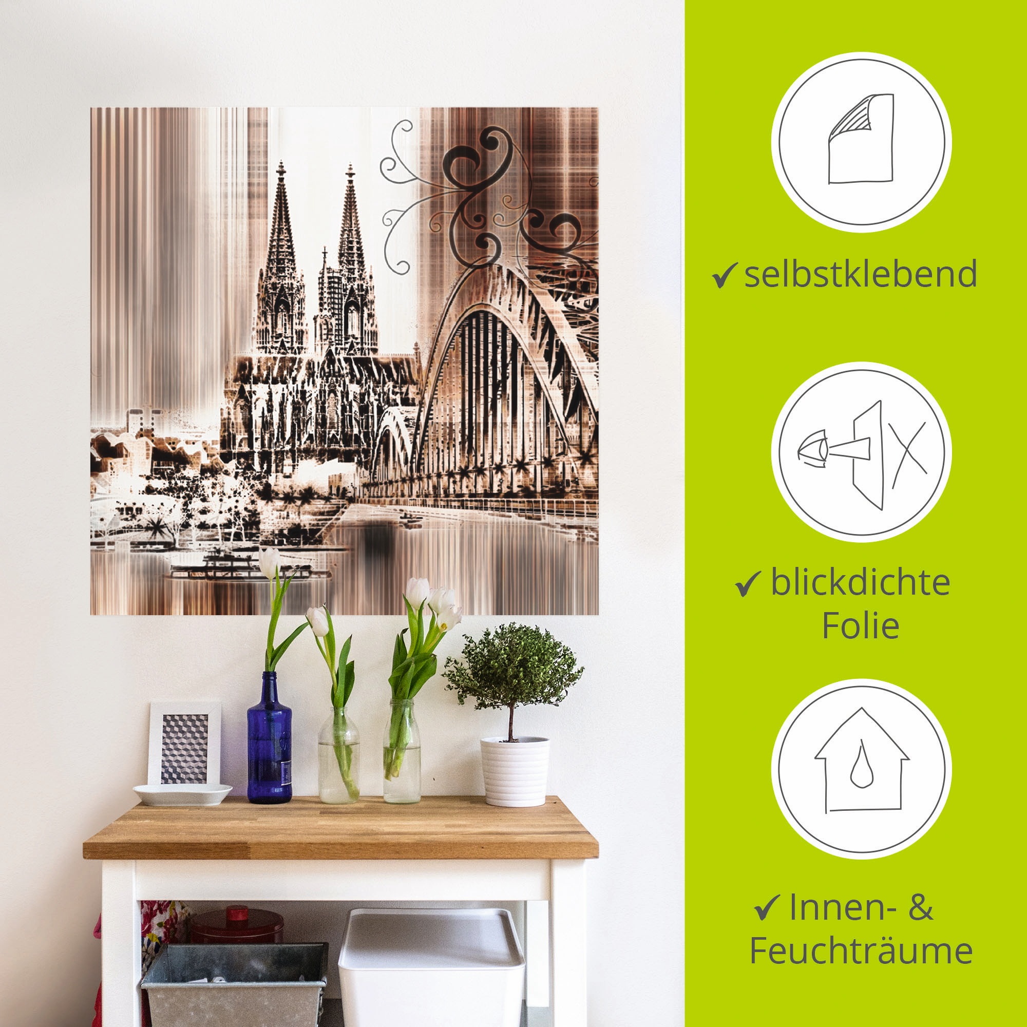 Artland Wandbild »Köln Skyline Collage VI«, Architektonische Elemente, (1 St.), als Leinwandbild, Wandaufkleber in verschied. Größen