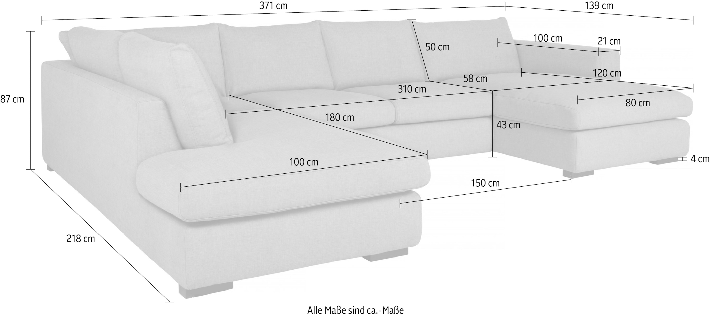 furninova Wohnlandschaft »Vida Platzwunder mit tollem Sitzkomfort, bequem und viel Platz,«, im skandinavischen Design und hochwertiger Detailverarbeitung