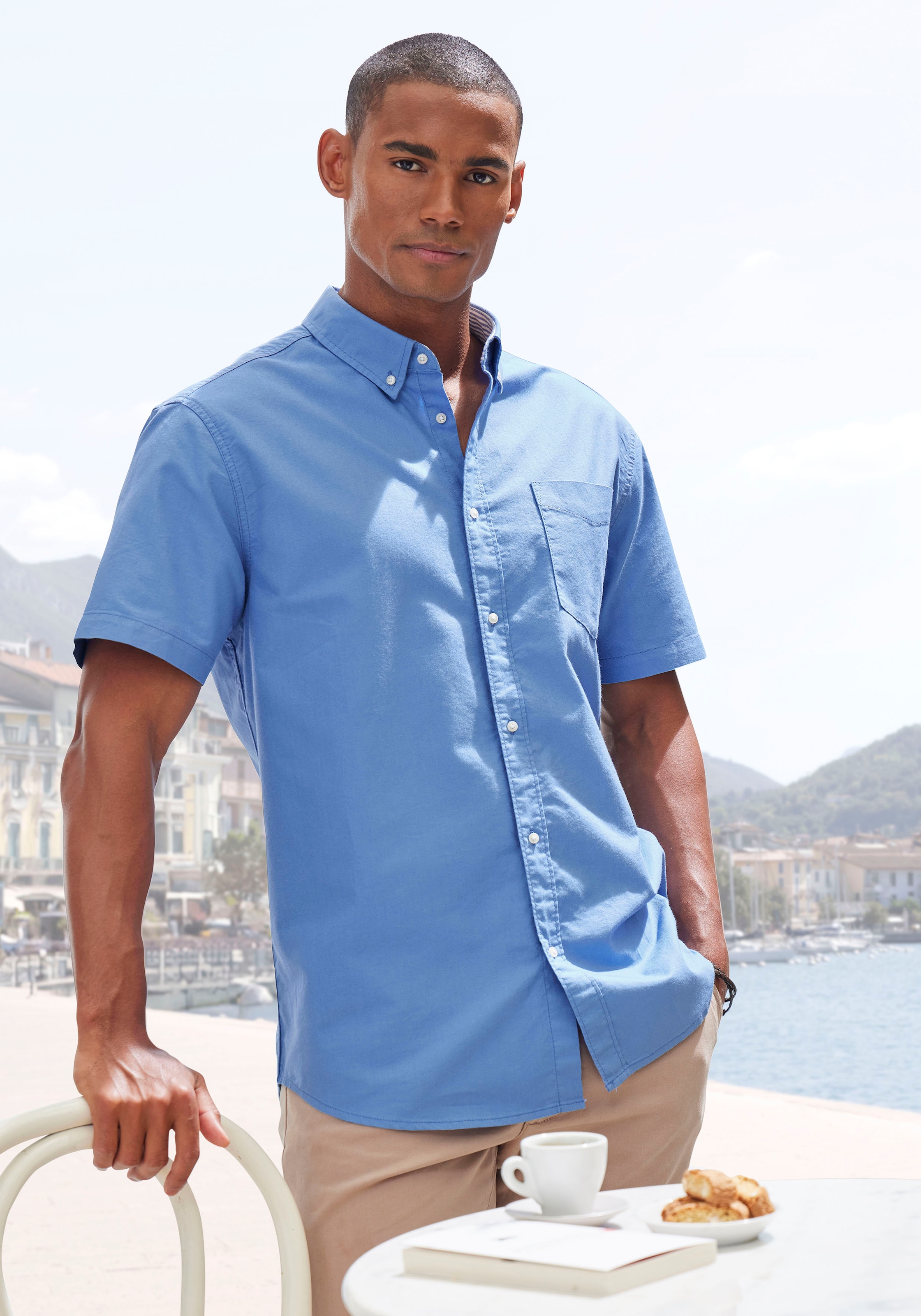 H.I.S Kurzarmhemd »regular-fit«, mit Button-down-Kragen, reine Baumwolle