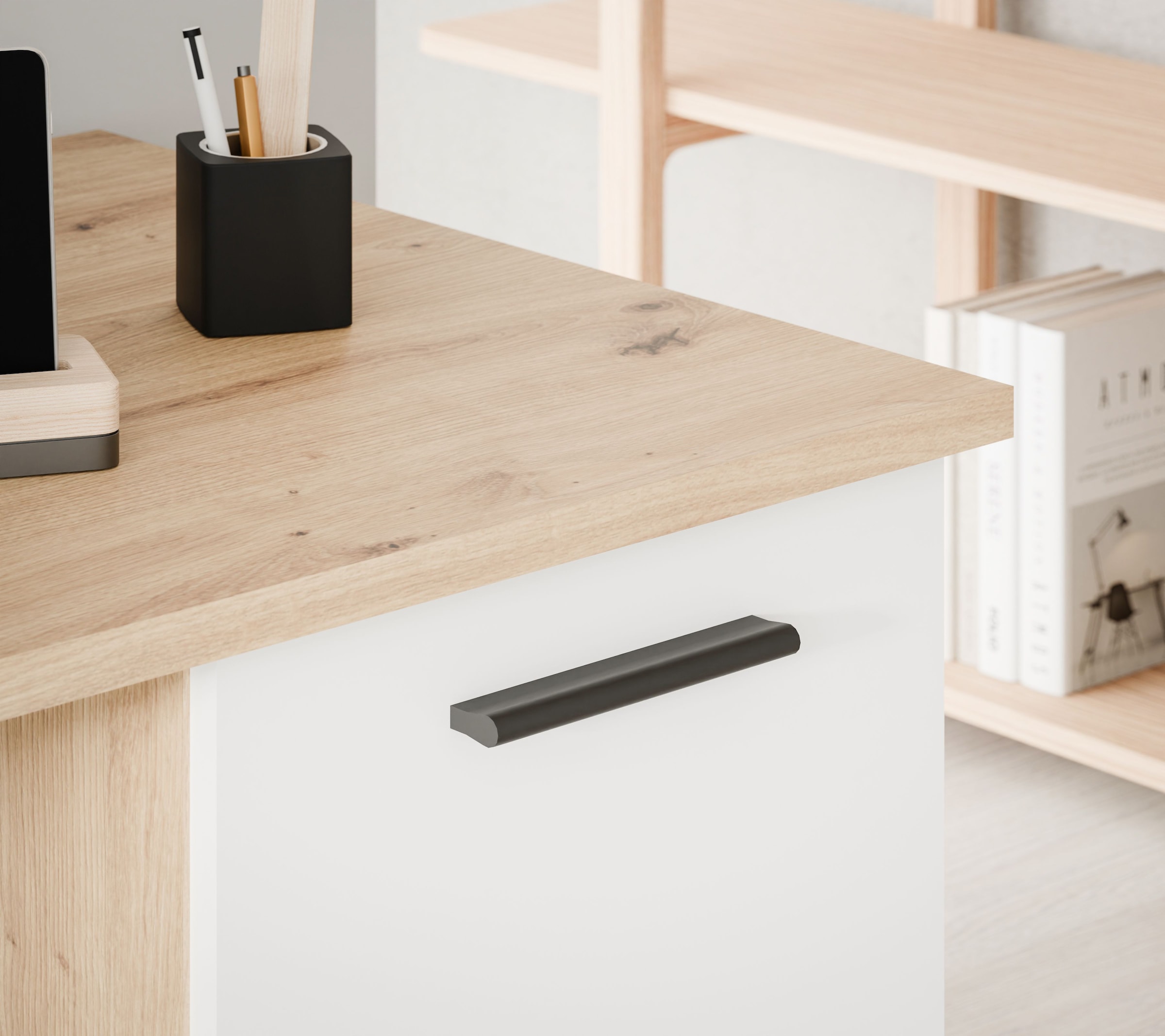 FORTE Schreibtisch »Neuss«, mit 3 Schubladen & 1 Tür, funktional, Breite 138 cm
