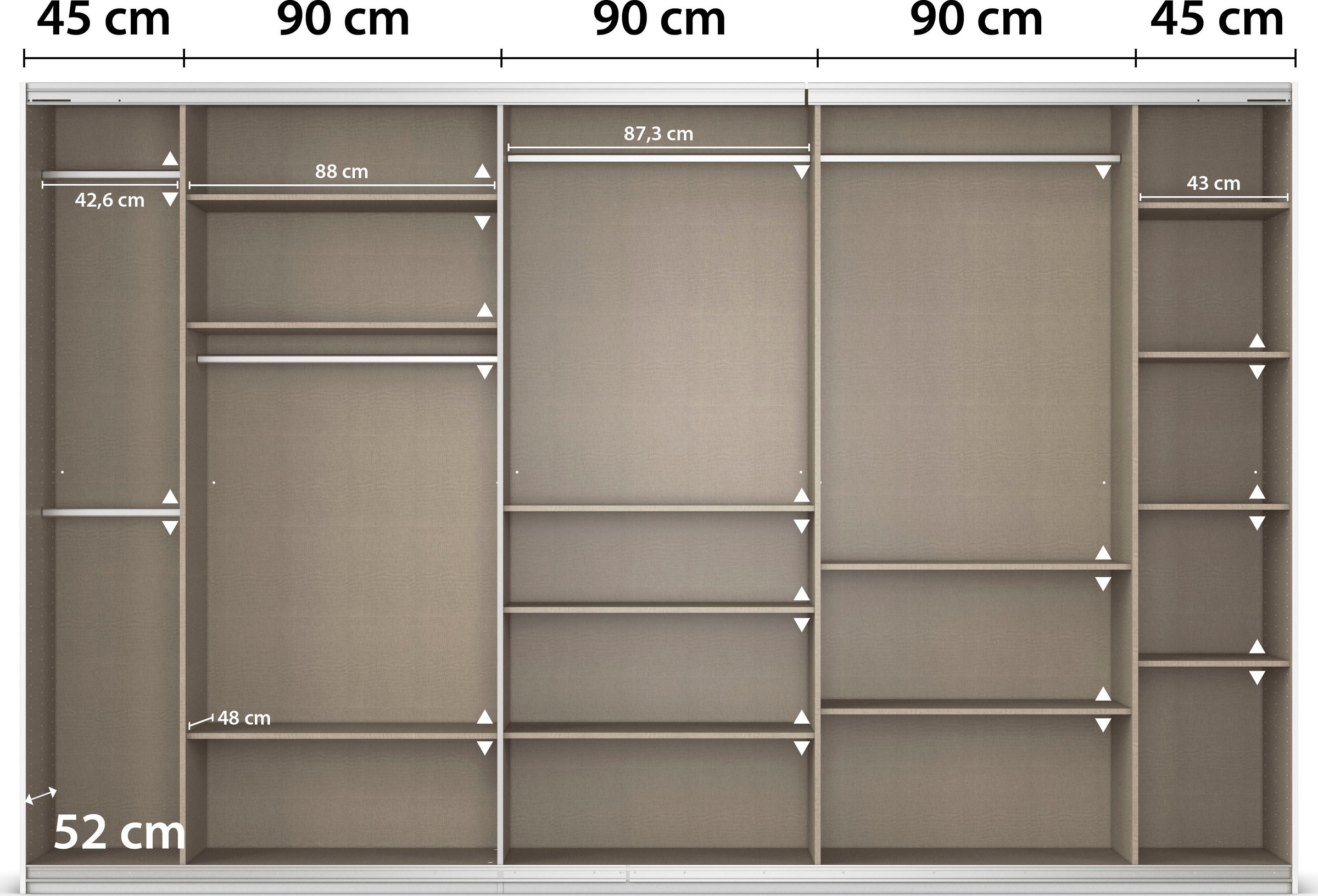 rauch Schwebetürenschrank »Kleiderschrank Kleiderschränke Schrank Garderobe AGORDO mit Glasfront«, durchdachte Innenausstattung, in 4 Breiten und 2 Höhen MADE IN GERMANY