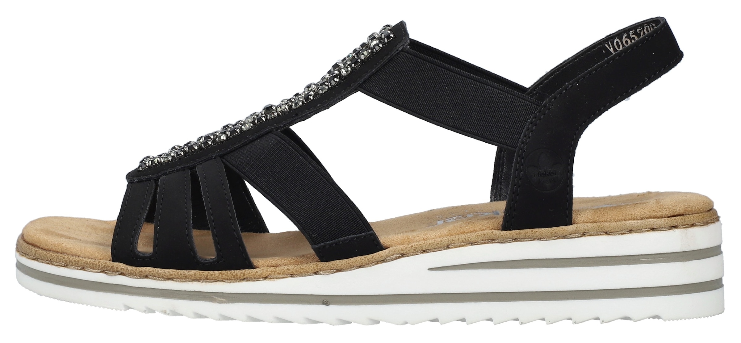 Rieker Keilsandalette, Sommerschuh, Sandale, Keilabsatz, mit Gummizüge für guten Sitz