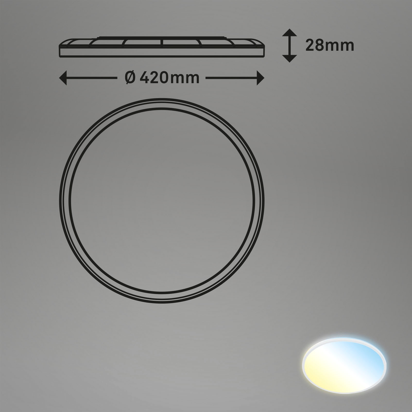 Briloner Leuchten LED Panel »7080016 SLIM«, Leuchtmittel LED-Board | LED fest integriert, Deckenlampe, 42x2,9cm, Weiß, 22W, Wohnzimmer, Schlafzimmer, Küche