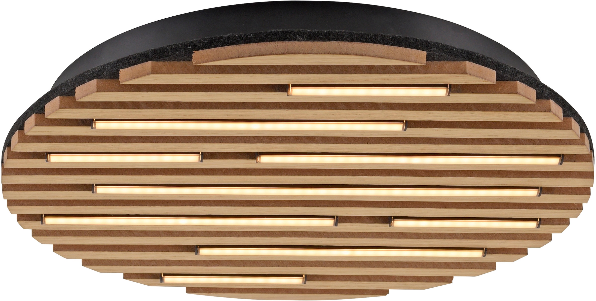 my home Deckenleuchte »Unnestad Akustikpaneele«, 1 flammig, Leuchtmittel LED-Board | LED fest integriert, schwarze LED Diffuser, Holz, Akustik, Paneele, 3000K - Ø 40 cm