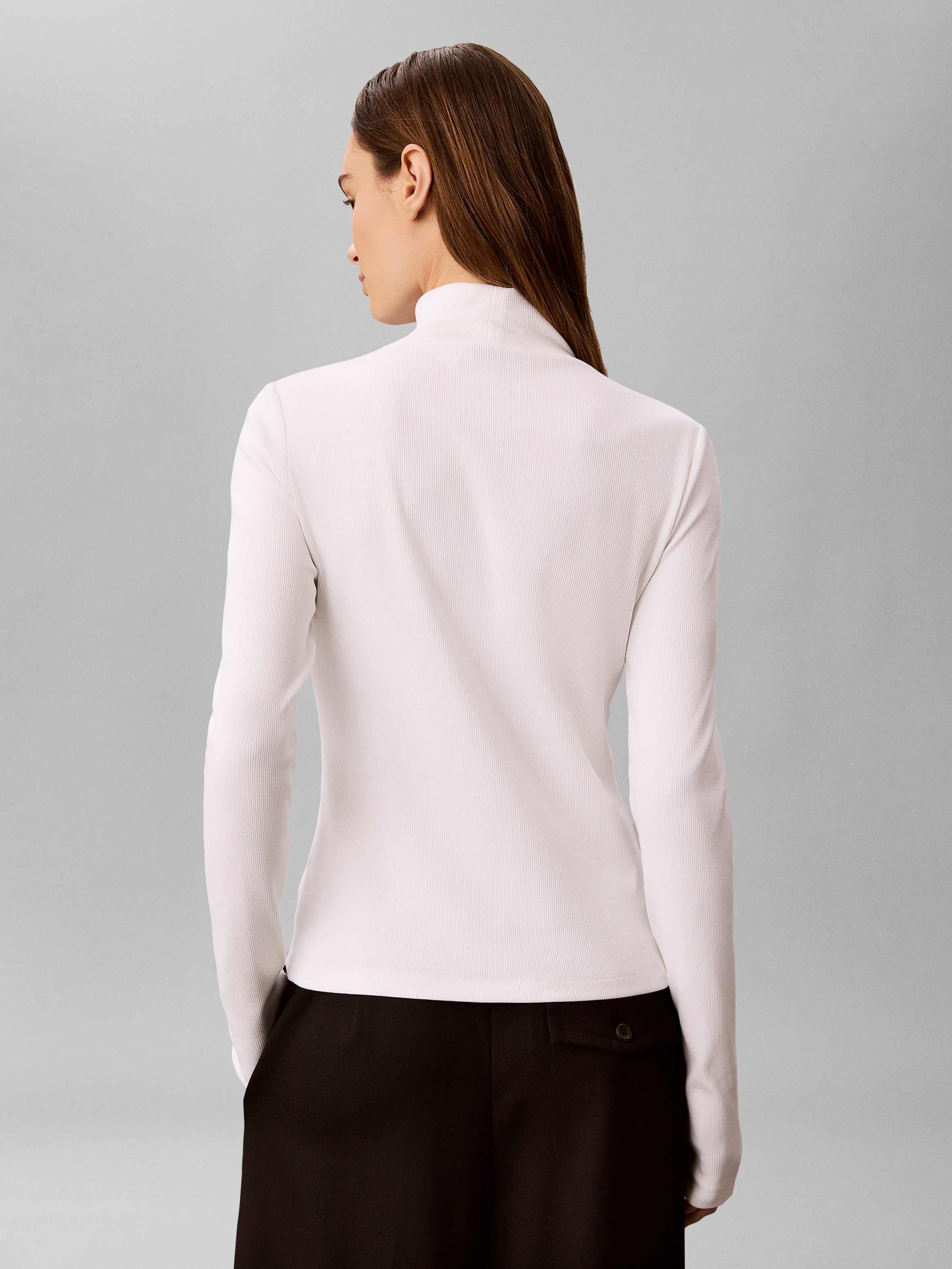 Calvin Klein Jeans Shirttop »LS WOVEN LABEL TURTLENECK« Mit Rundhalsausschnitt, regular fit