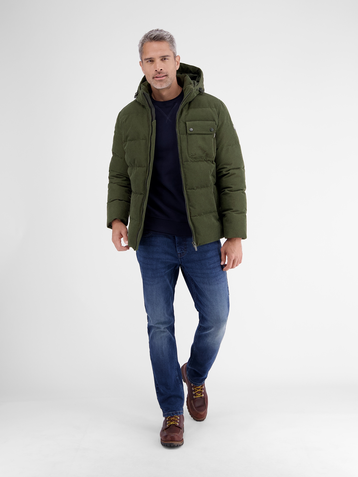 LERROS Winterjacke »LERROS Herren Steppjacke in funktionaler Cord-Optik« mit Kapuze Wasser- und windabweisend, atmungsaktiv
