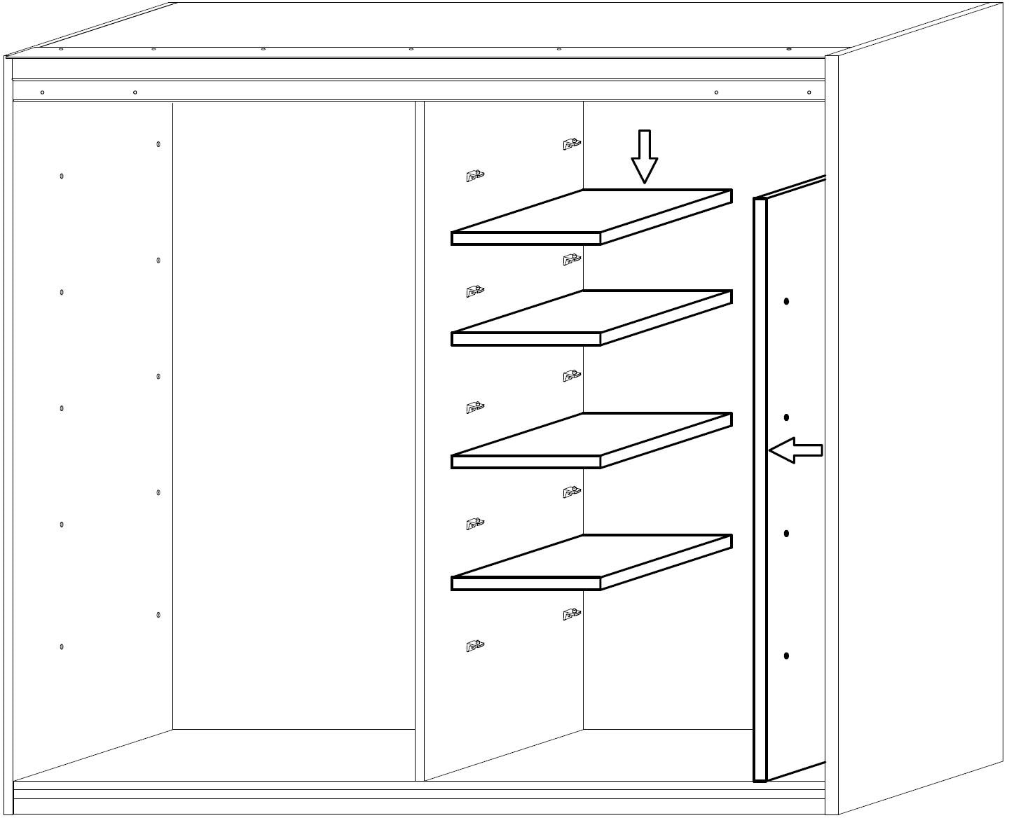 Home affaire Inneneinteilung »Jupiter – Steingrau, B45×H193 cm, 4 Böden B43 cm für Stauraum« + 1 Kleiderstange Breite 89 cm, Zubehör für Schweber Jupiter, 275 cm