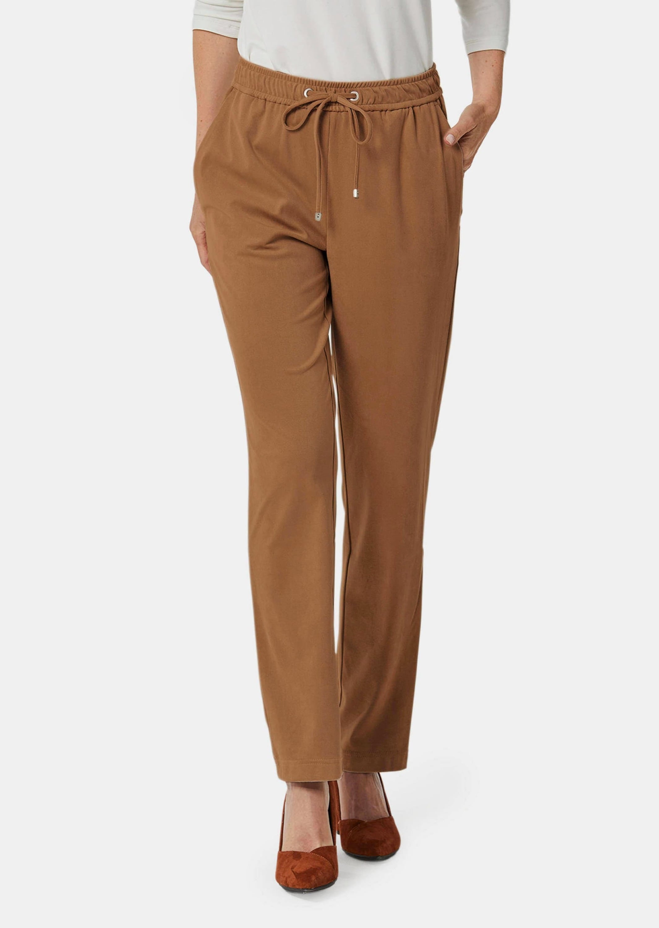 GOLDNER 2-in-1-Hose »Kurzgröße Stretch Hose SARA in Veloursleder-Optik«