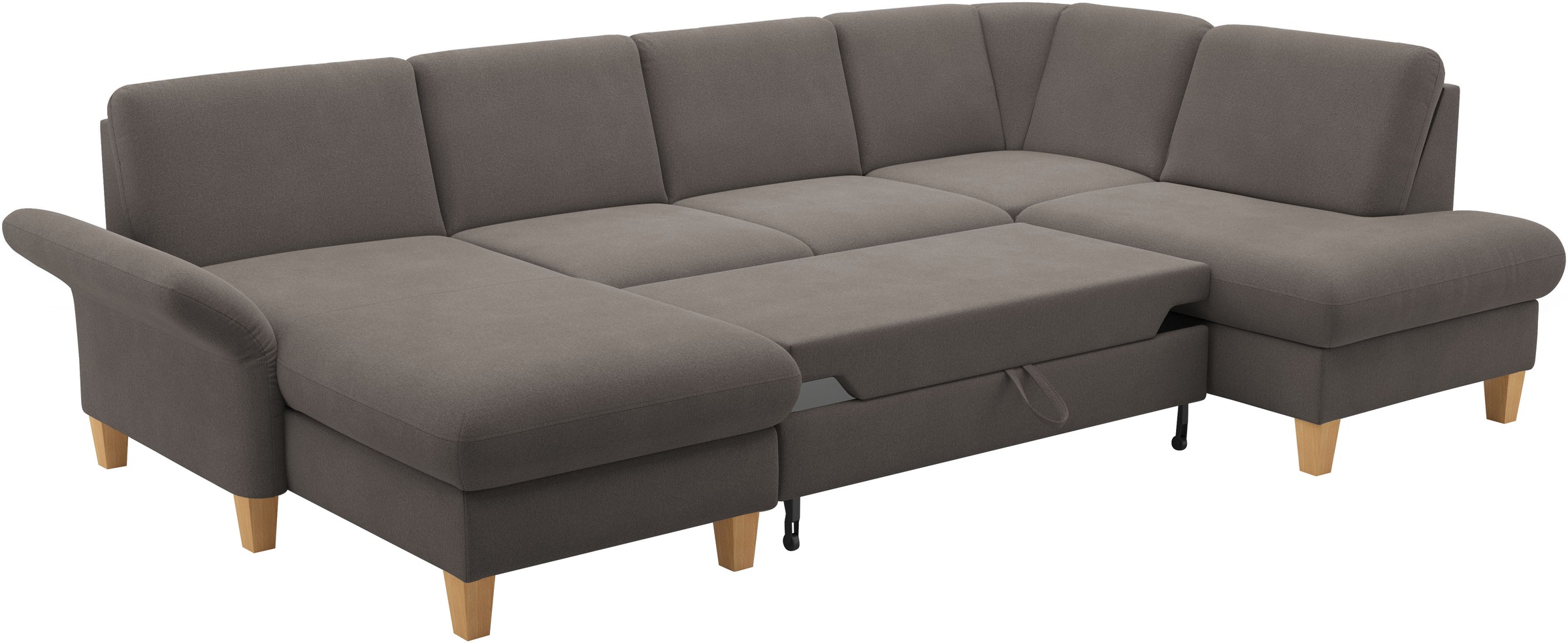 Home affaire Wohnlandschaft »Rochelle, U-Form«, optional mit Armteilverstellung, mit Bettfunktion & Bettkasten
