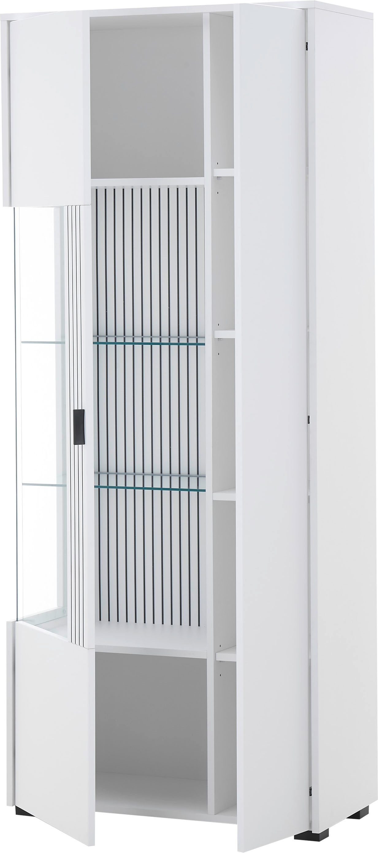 Home affaire Vitrine »Hudson, Stauraumvitrine« in moderner Trendfarbe, Griffe aus Metall (Schwarz), Höhe 180 cm