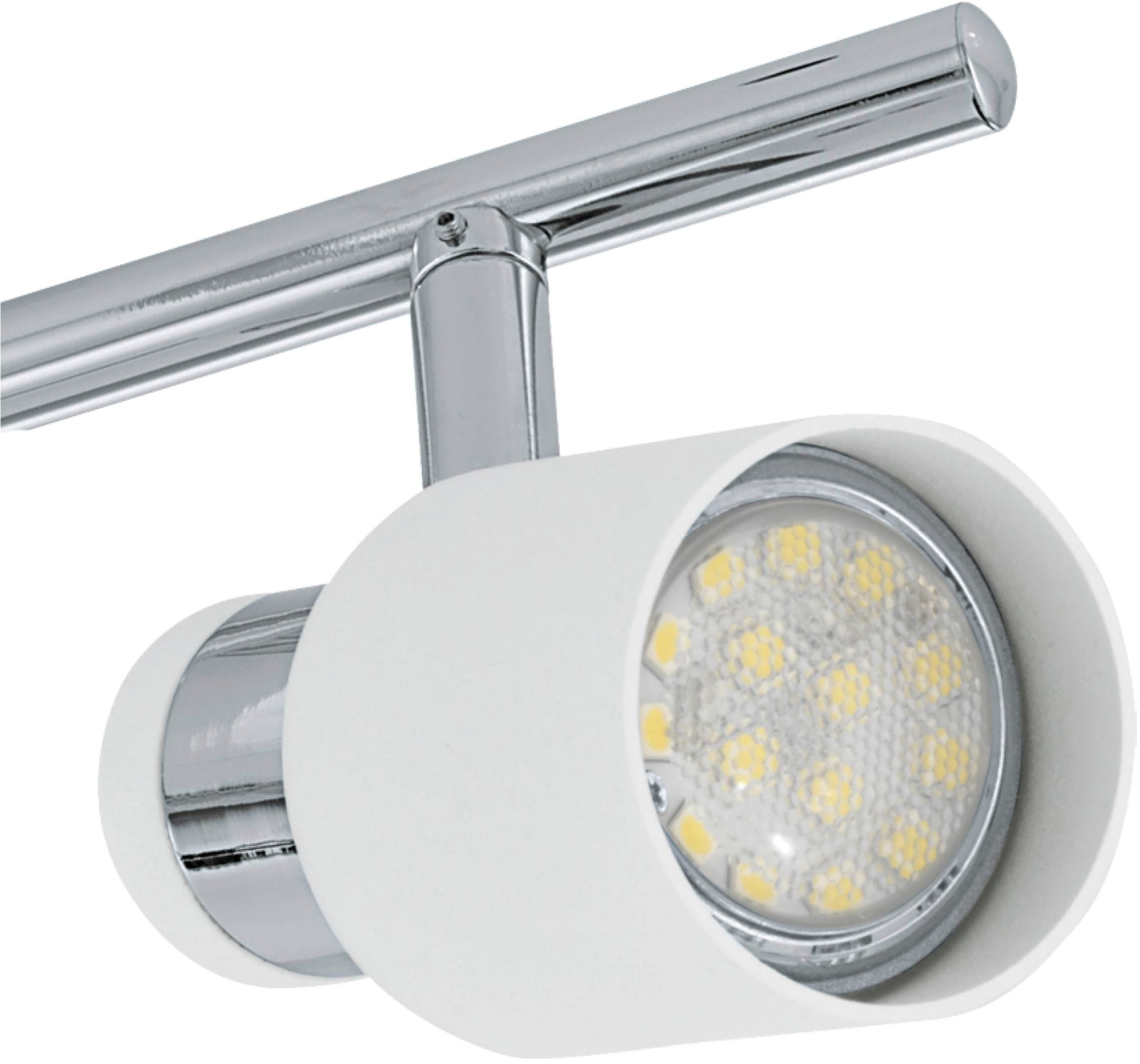 EGLO Deckenleuchte »Davida Deckenlampe, Deckenspot aus Metall, Wohnzimmerlampe, GU10« GU10 1 Stk. Spot - L78 x B7 cm - chrom, weiß - 4X4,6W inkl.