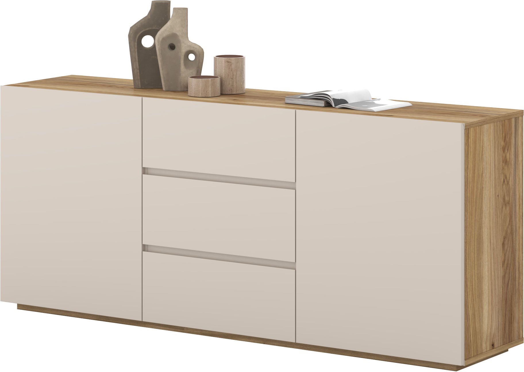 OTTO home Sideboard »Criss, Breite 150 cm, moderne grifflose Kommode 2Türen/3SK« Schubladenkommode mit viel Stauraum, Einlegeböden verstellbar