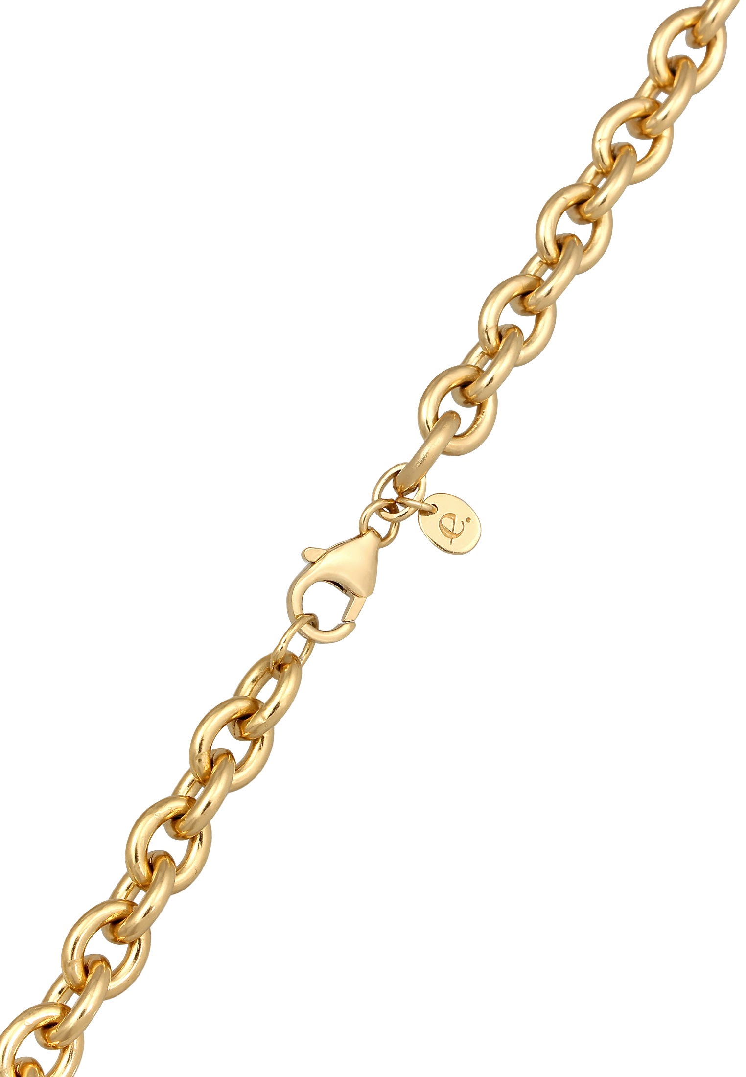 Elli Premium Kette mit Anhänger »Halskette Plättchen Gliederkette 925 Sterling Silber vergoldet«