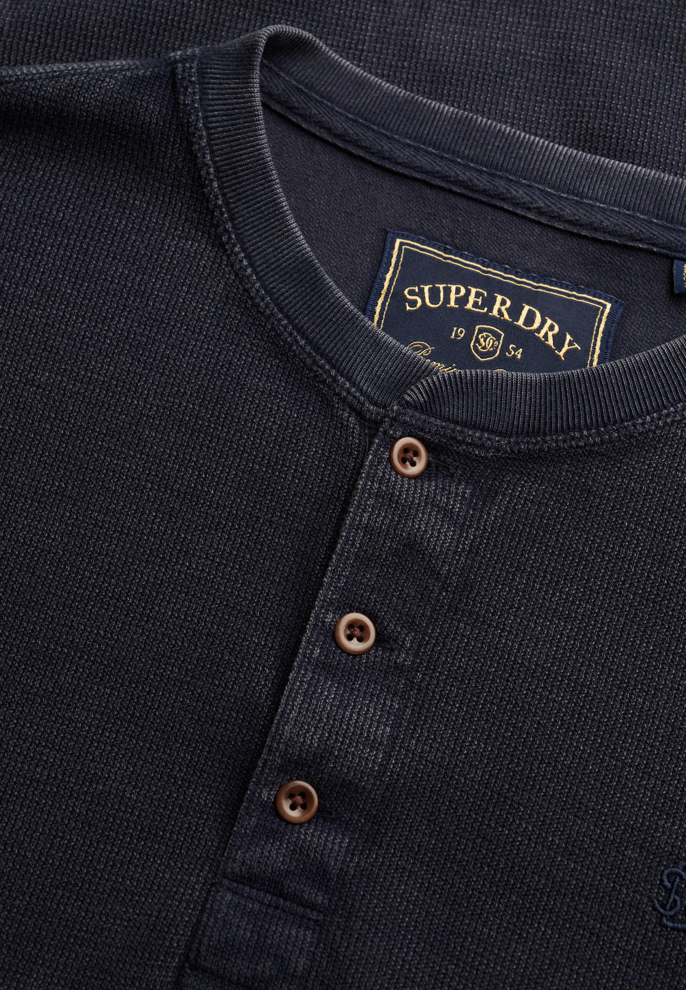 Superdry Langarmshirt »WAFFLE LONG SLEEVE HENLEY TOP« Baumwolle, relaxed fit