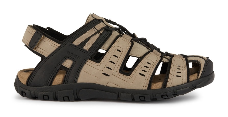 Geox Sandale »UOMO SANDAL STRADA C«, Sommerschuh, Klettschuh, Outdoorsandale, mit Lederfußbett